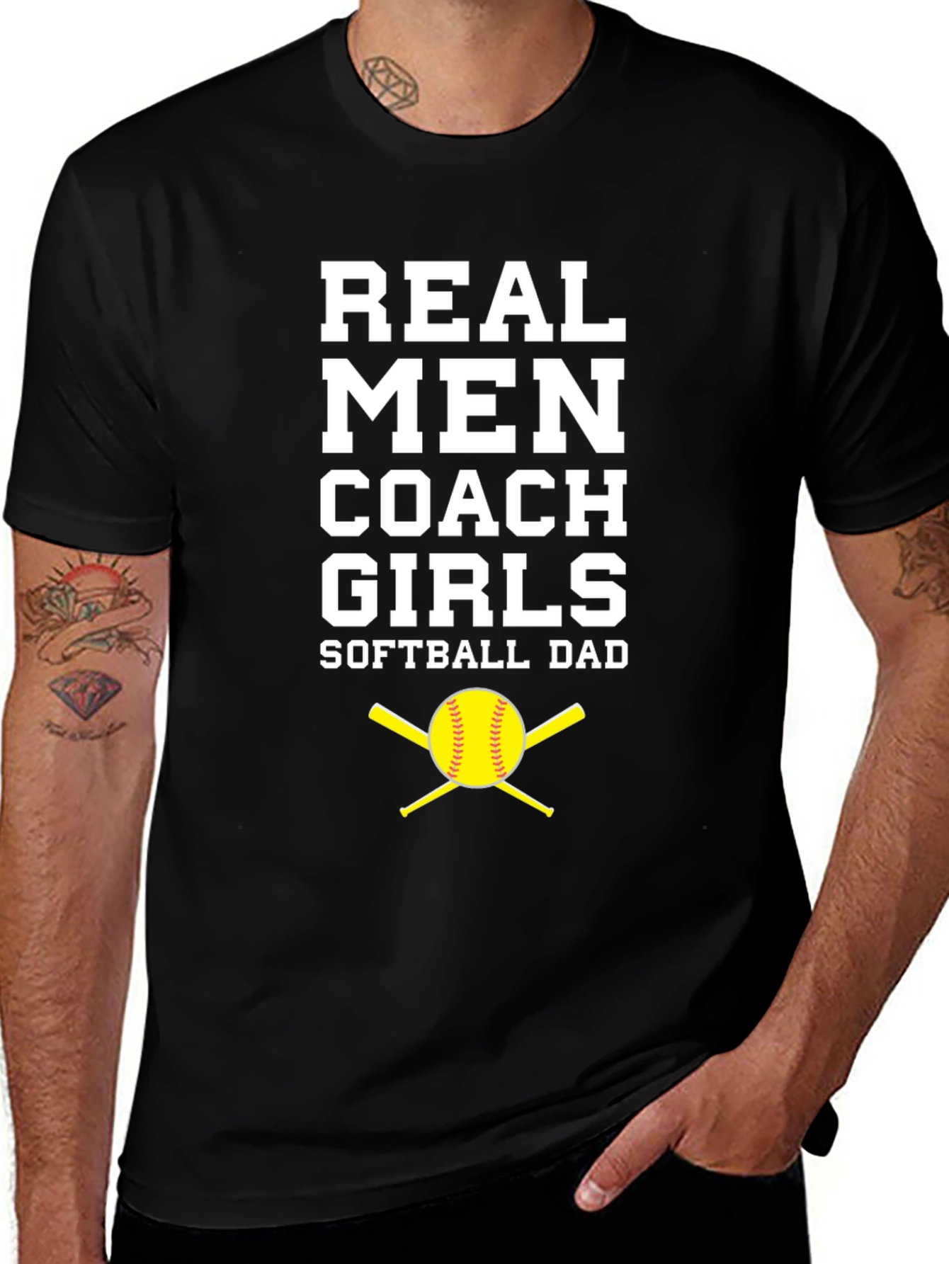 Variant 5 of Real Men Coach Girls Softball Dad T-Shirt