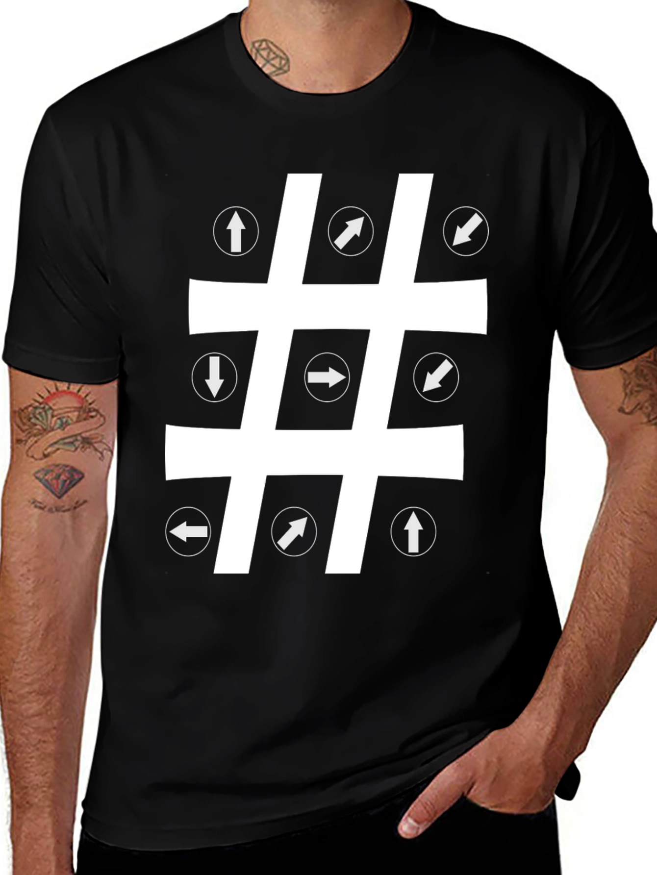 Variant 4 of Arrow Hashtag Graphic Tee - Unique Directional Design T-Shirt