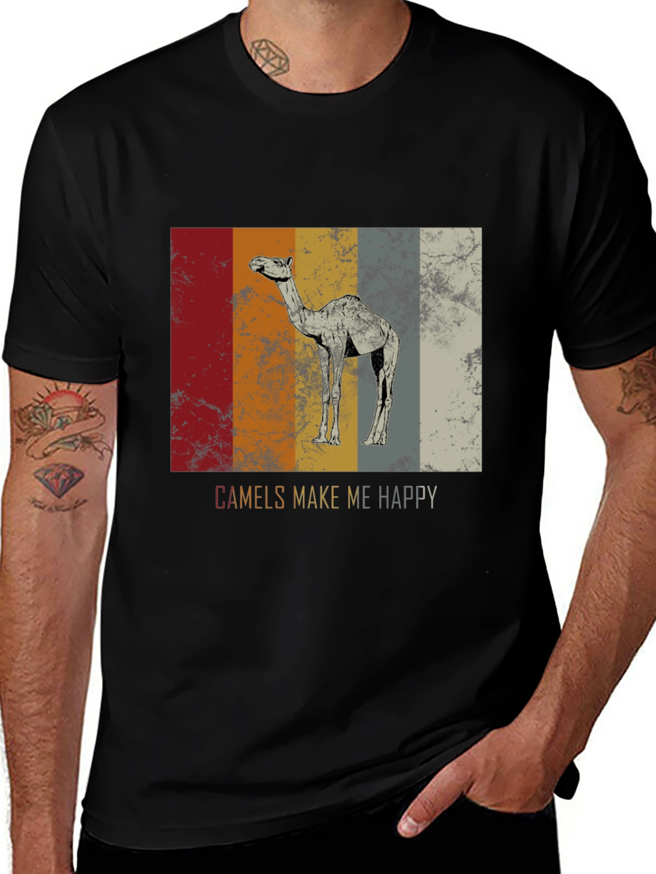 Variant 27 of Camels Make Me Happy T-Shirt - Retro Design