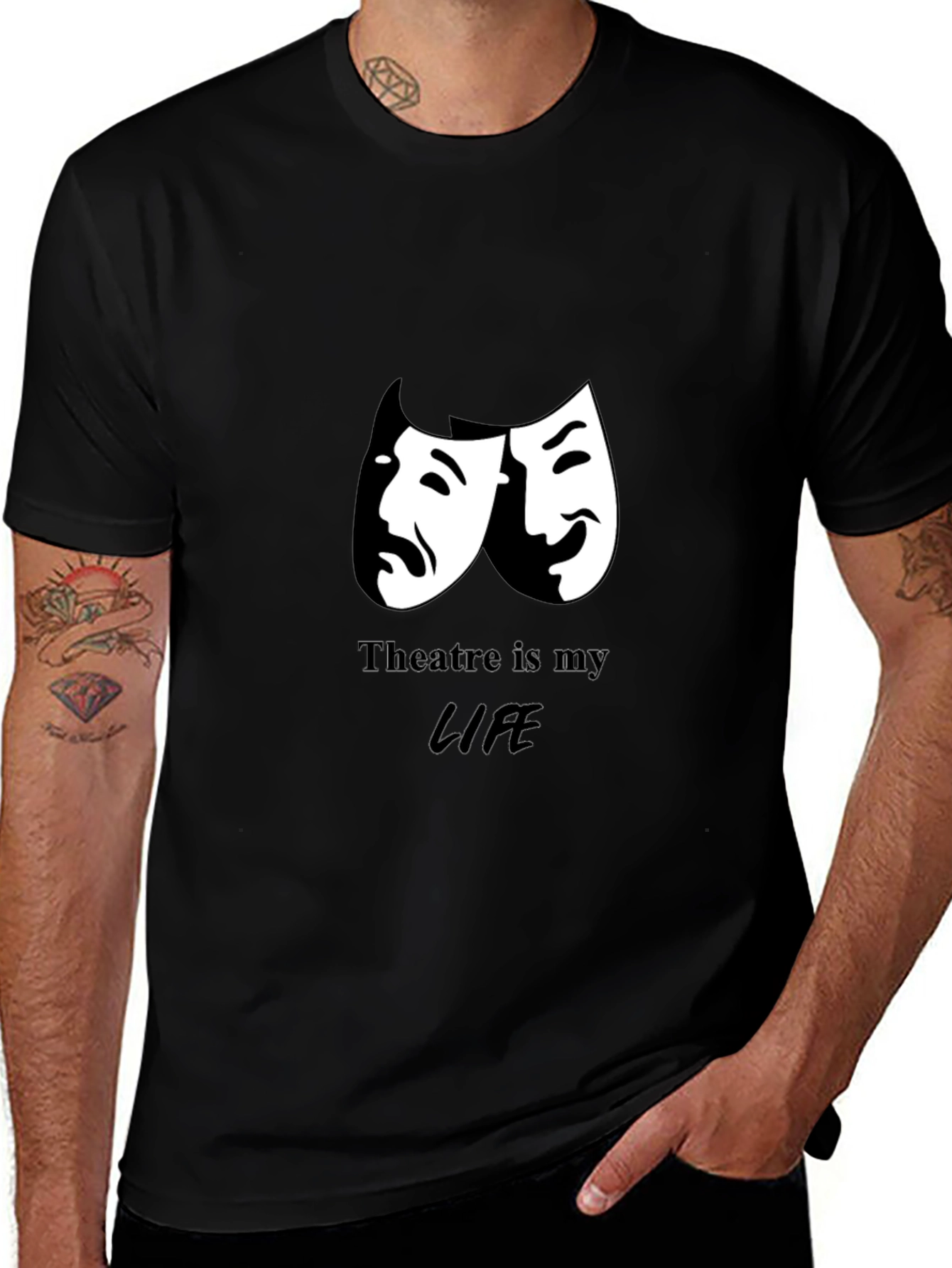 Variant 28 of Theatre is My Life Black Graphic T-Shirt