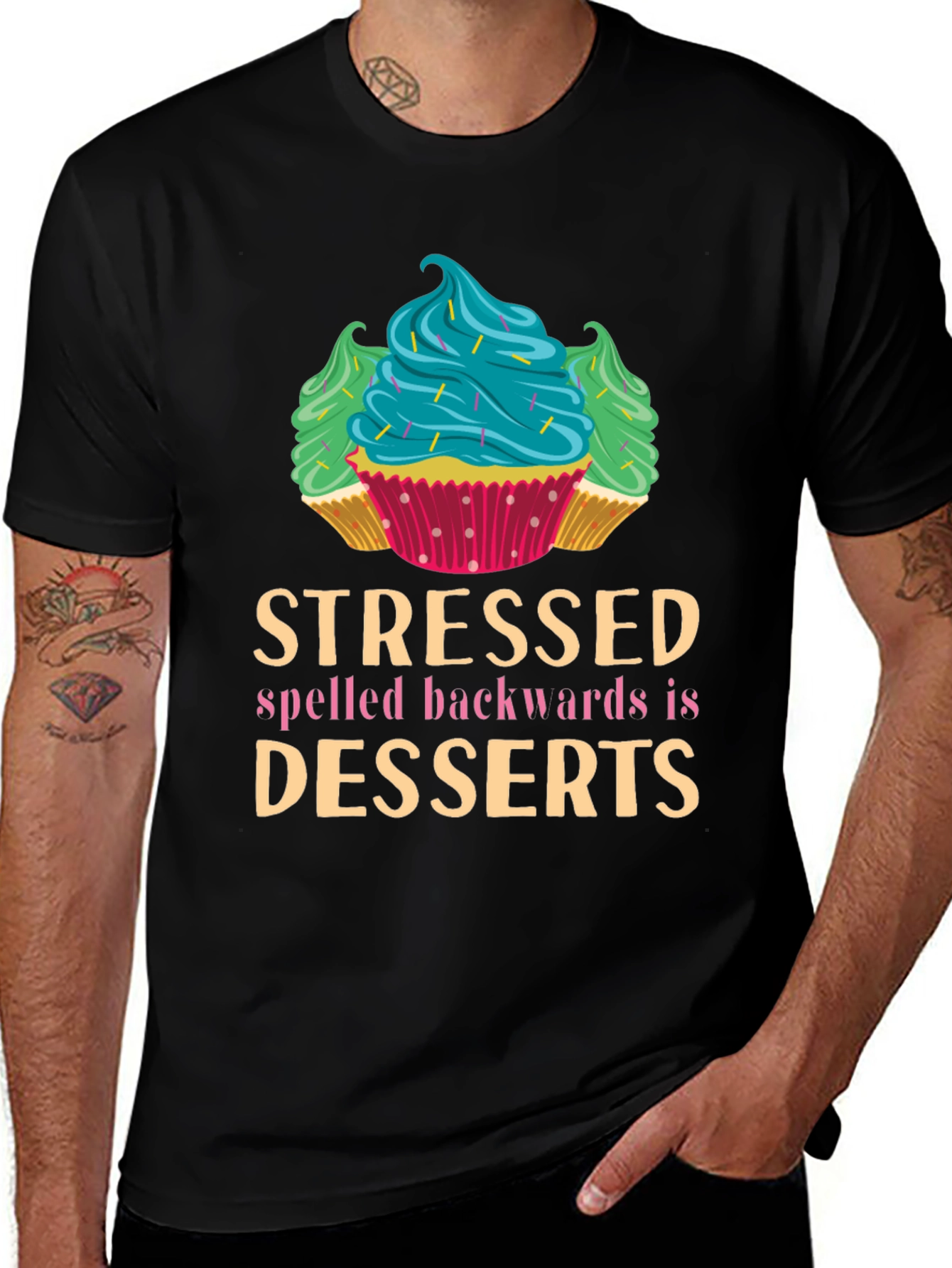 Variant 17 of Stressed Spelled Backwards is Desserts Graphic Tee