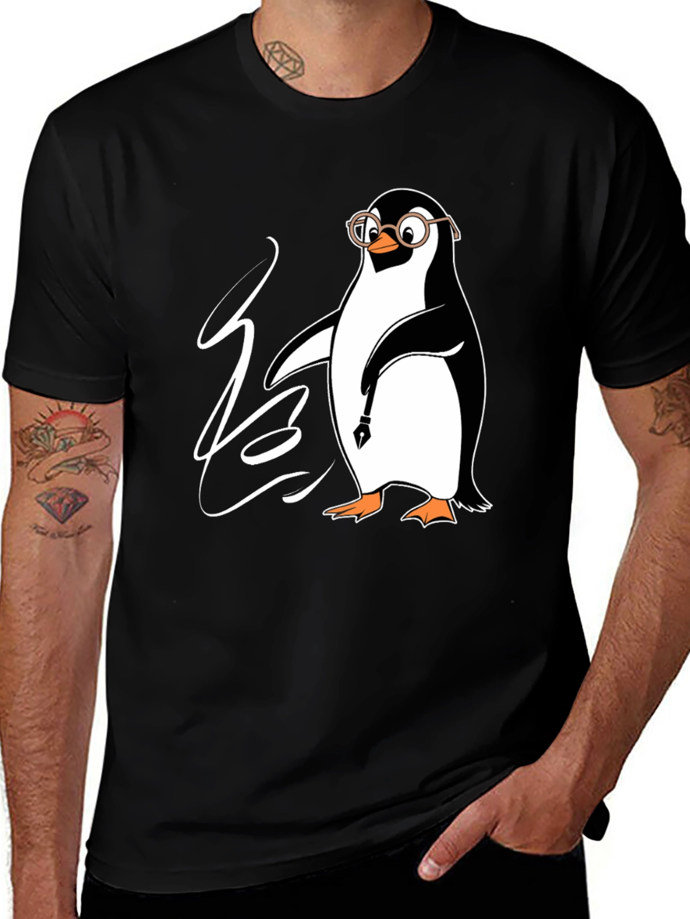 Penguin Writer Graphic Tee - Quirky Unisex T-Shirt