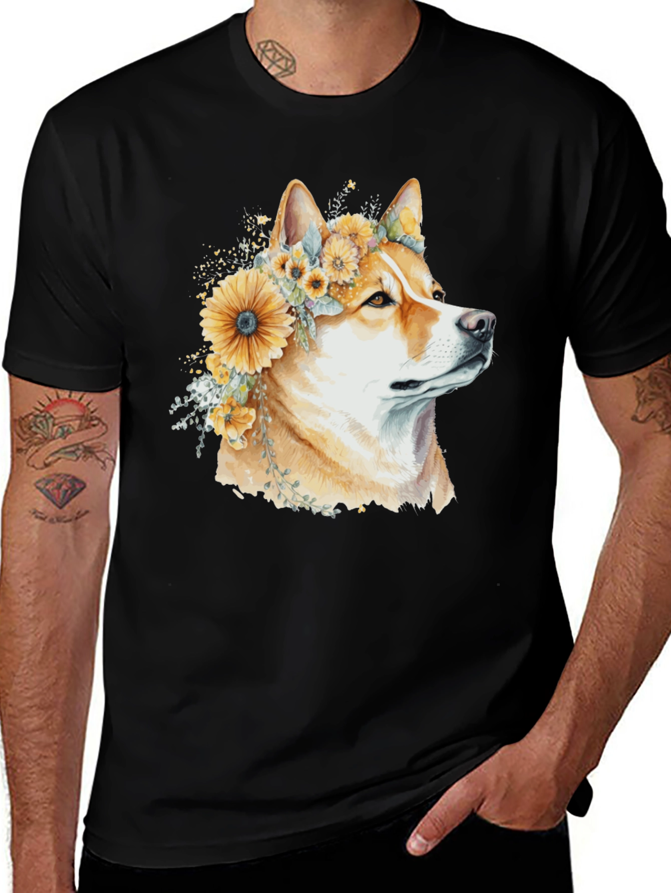 Variant 14 of Shiba Inu Sunflower Crown T-Shirt