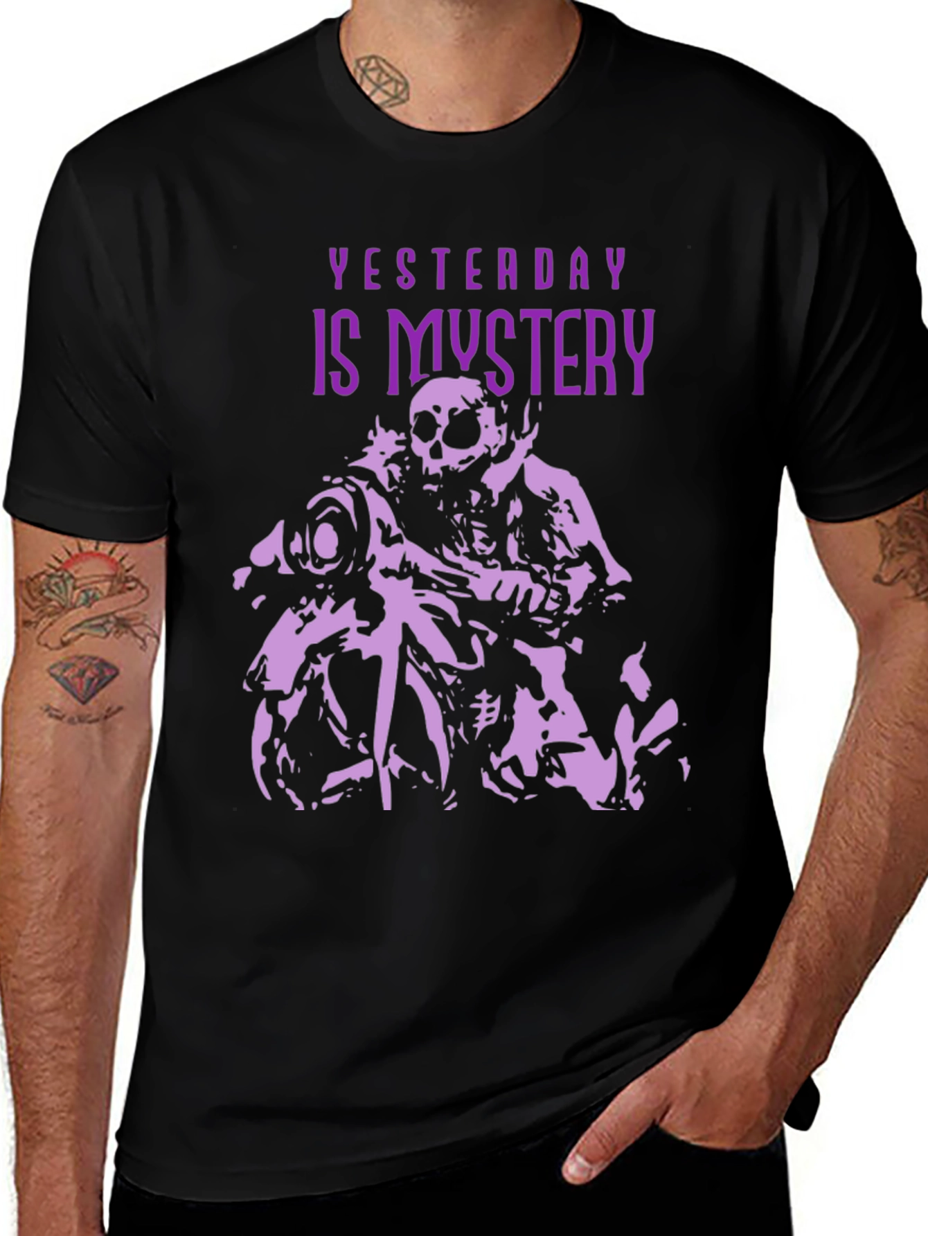 Variant 5 of Yesterday is Mystery Skeleton Biker Graphic T-Shirt
