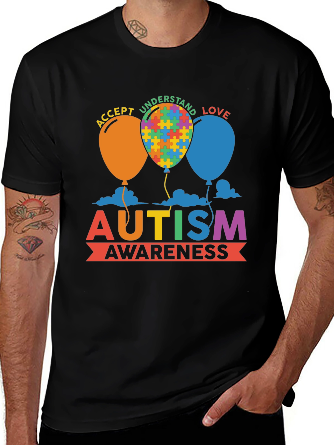 Variant 11 of Autism Awareness T-Shirt - Puzzle Balloon Design