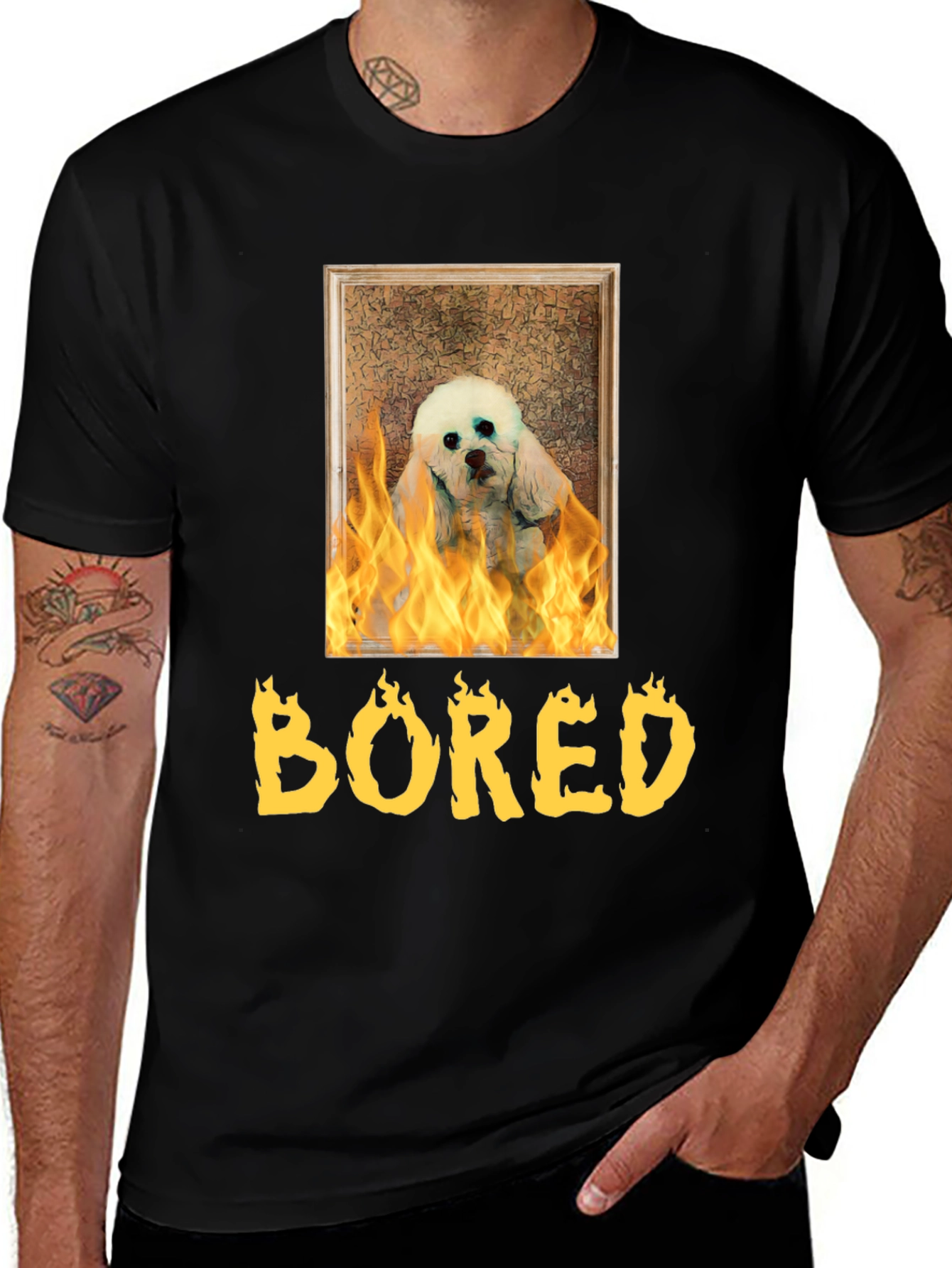 Variant 20 of Bored Dog in Flames Graphic Tee