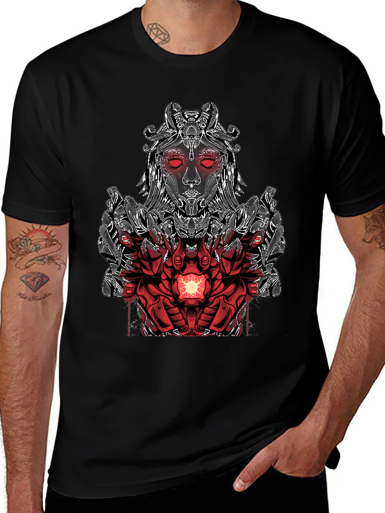 Variant 5 of Cyberpunk Goddess Graphic Tee - Black