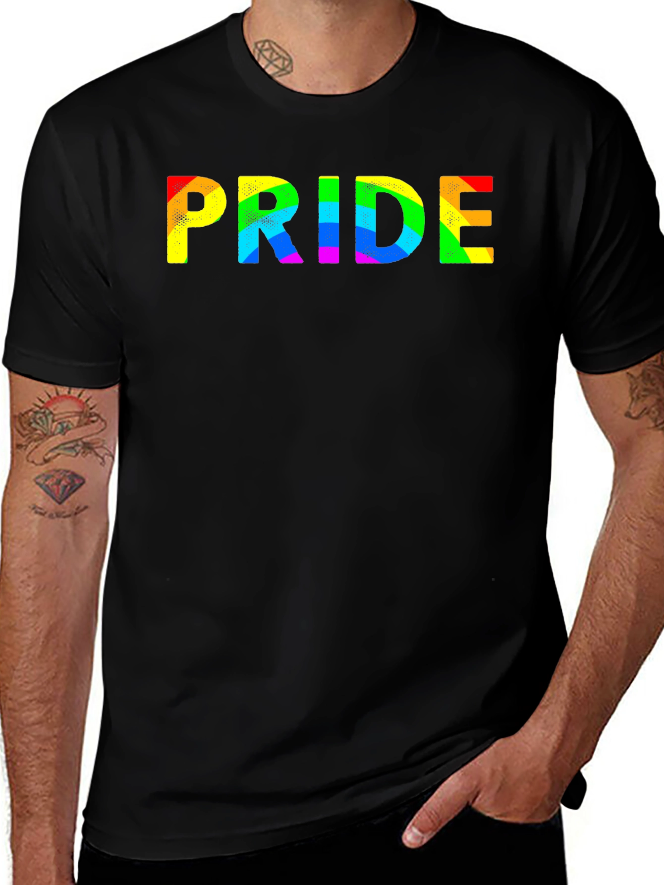 Variant 9 of Pride Rainbow Graphic Black T-Shirt