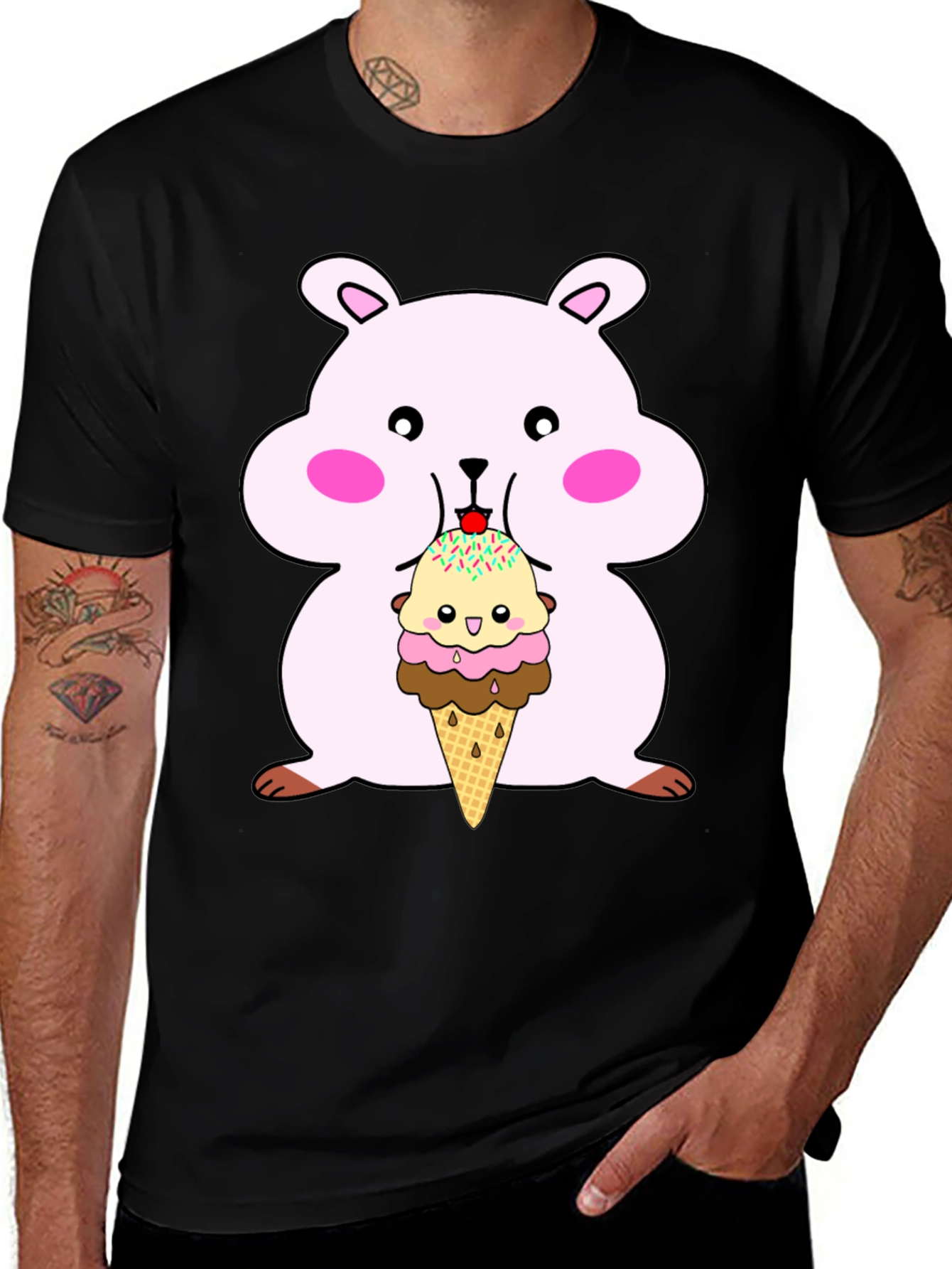 Variant 18 of Hamster Eating Ice Cream Graphic Tee