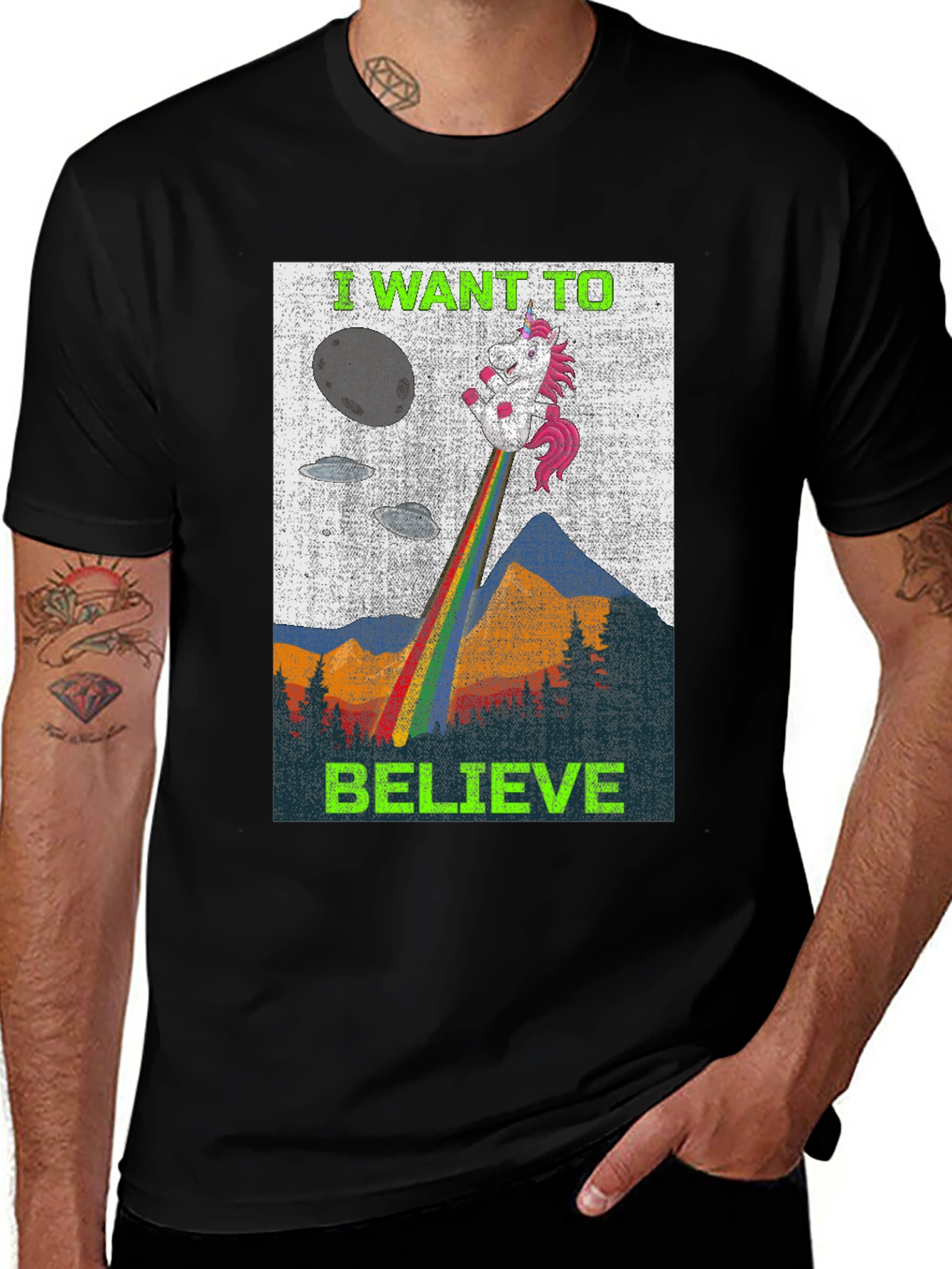 Variant 4 of I Want To Believe Alien Unicorn T-Shirt
