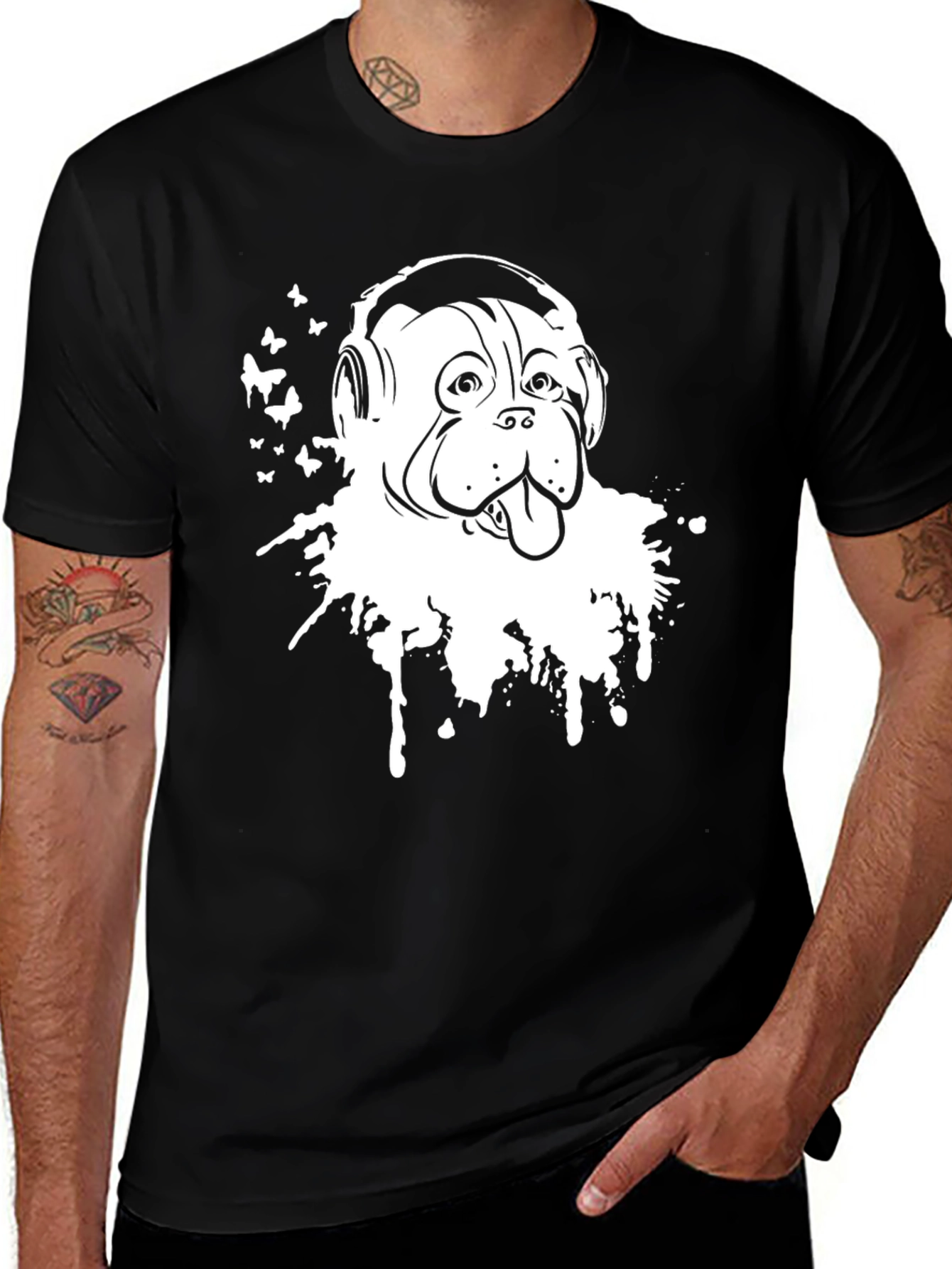 Variant 14 of Dog DJ Graphic T-Shirt - Stylish Black Cotton Tee