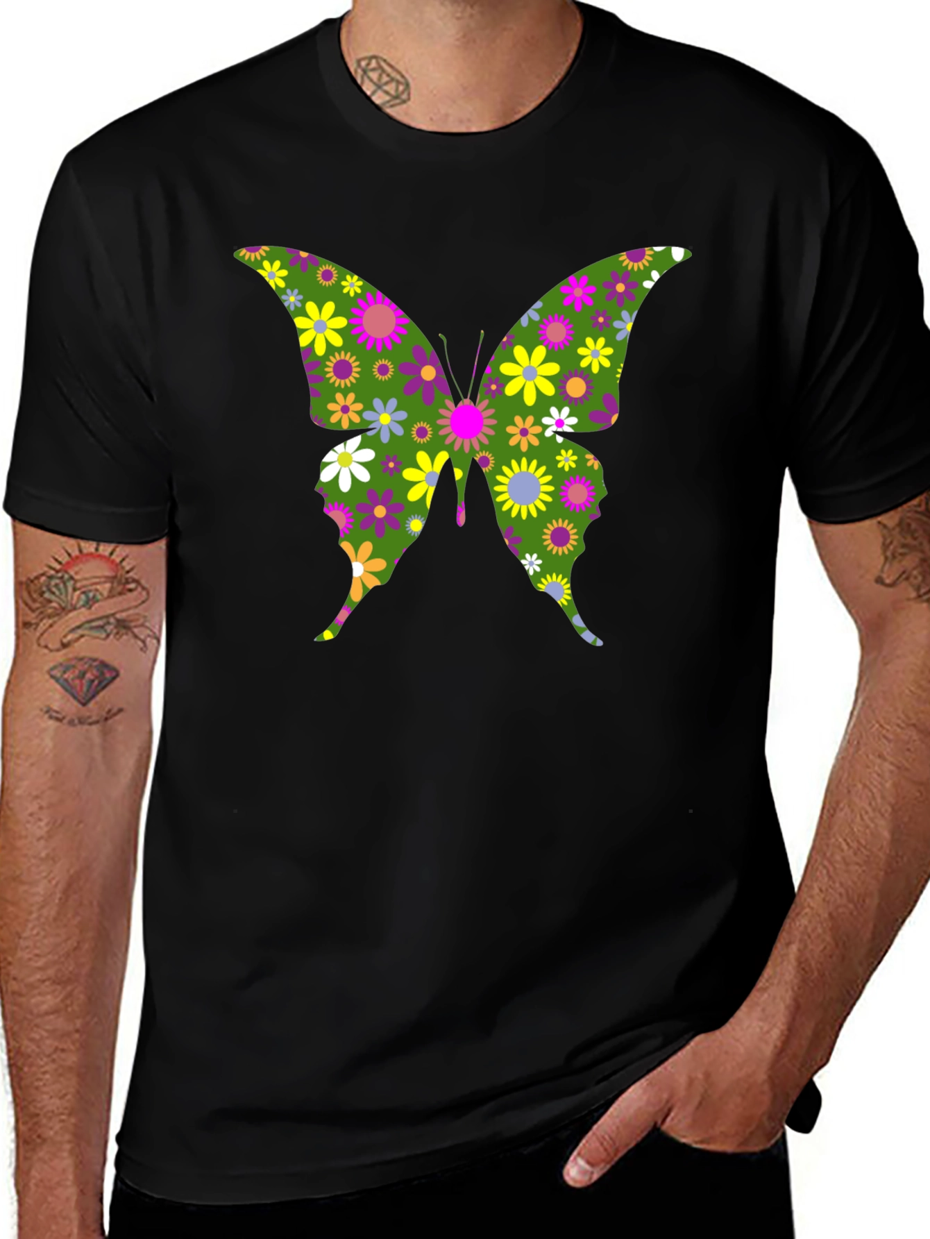 Variant 22 of Floral Butterfly Graphic T-Shirt - Stylish Men's Tee