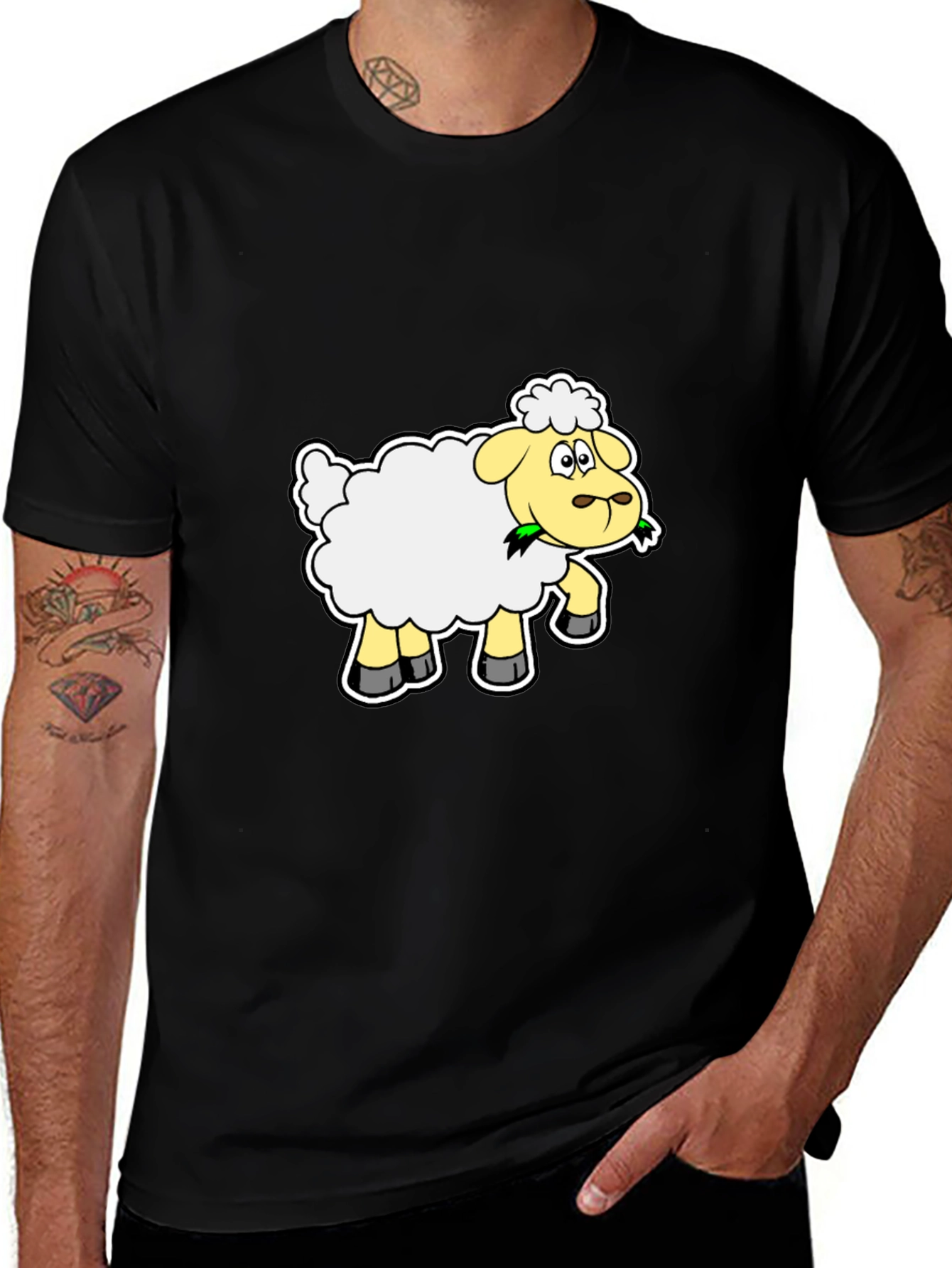 Variant 29 of Sheep Graphic Tee - Black Cotton Blend