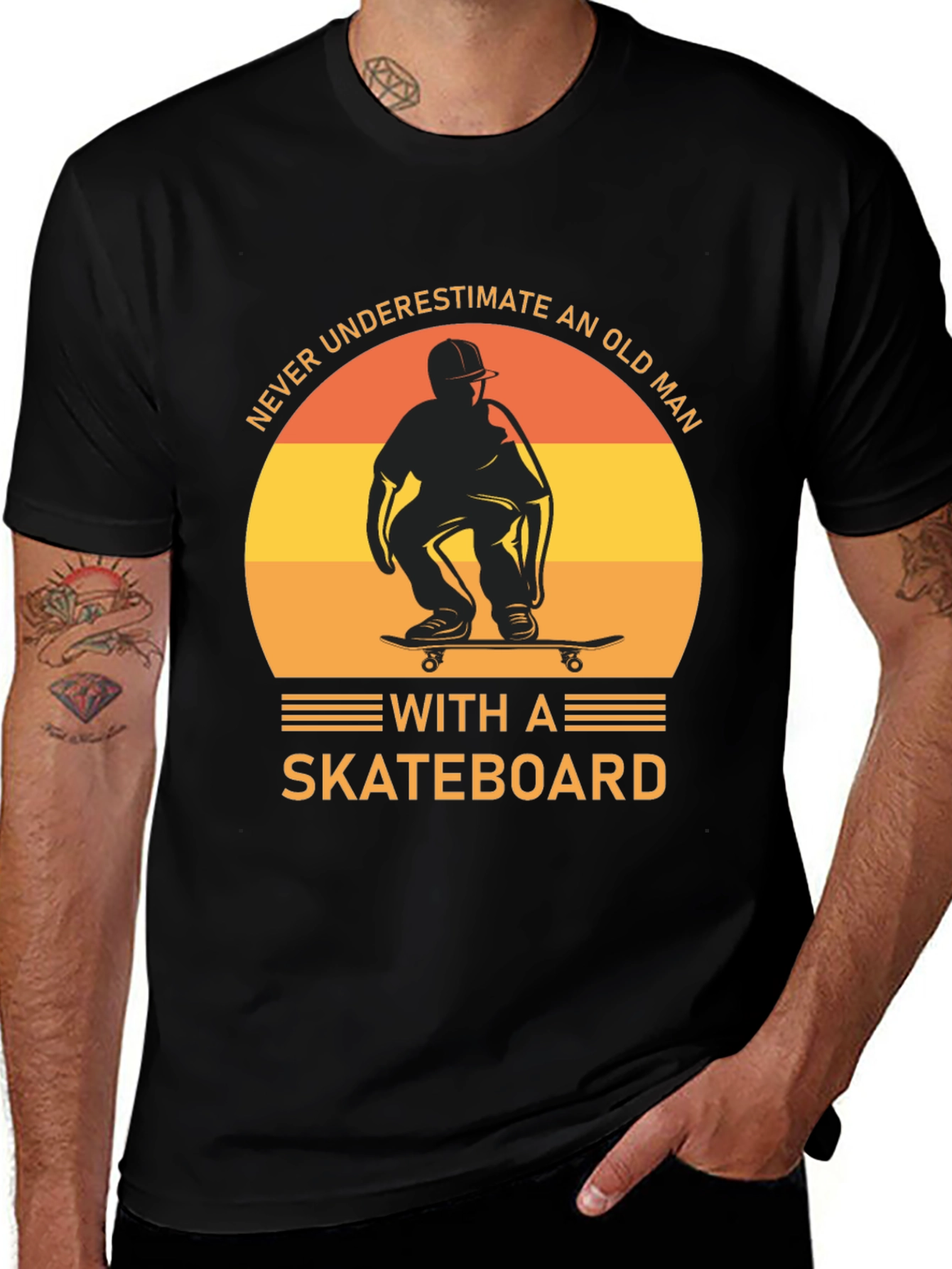 Variant 7 of Never Underestimate an Old Man with a Skateboard T-Shirt