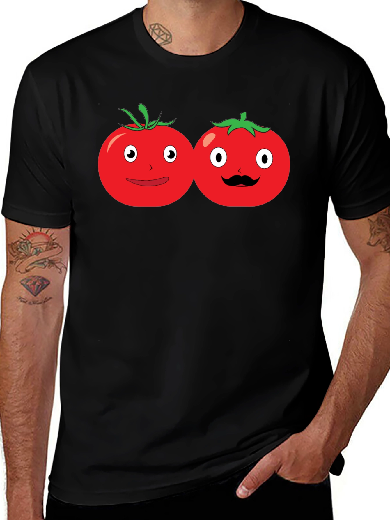 Variant 24 of Tomato Cartoon Graphic Black T-Shirt