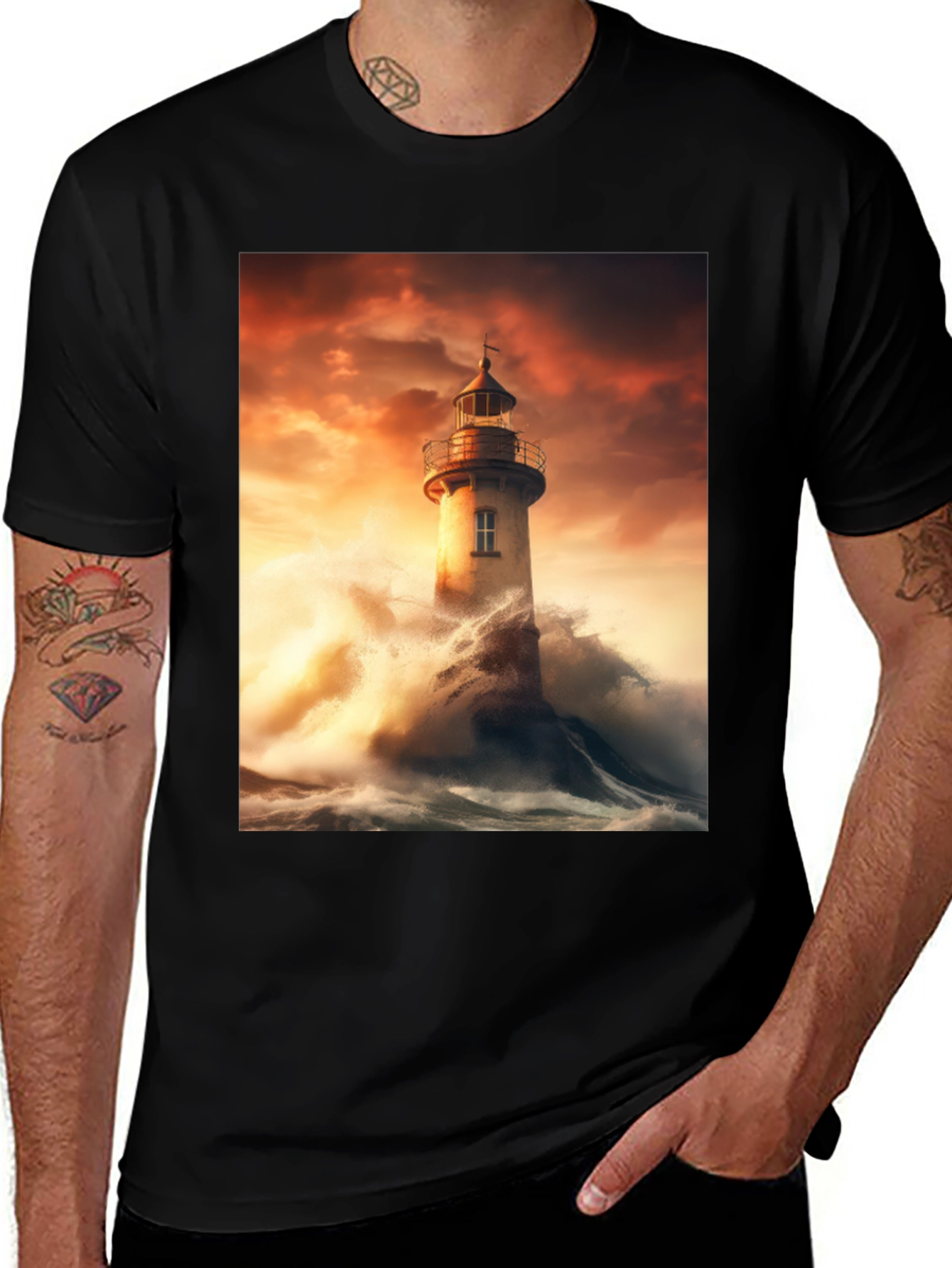 Variant 12 of Lighthouse Storm Graphic Tee