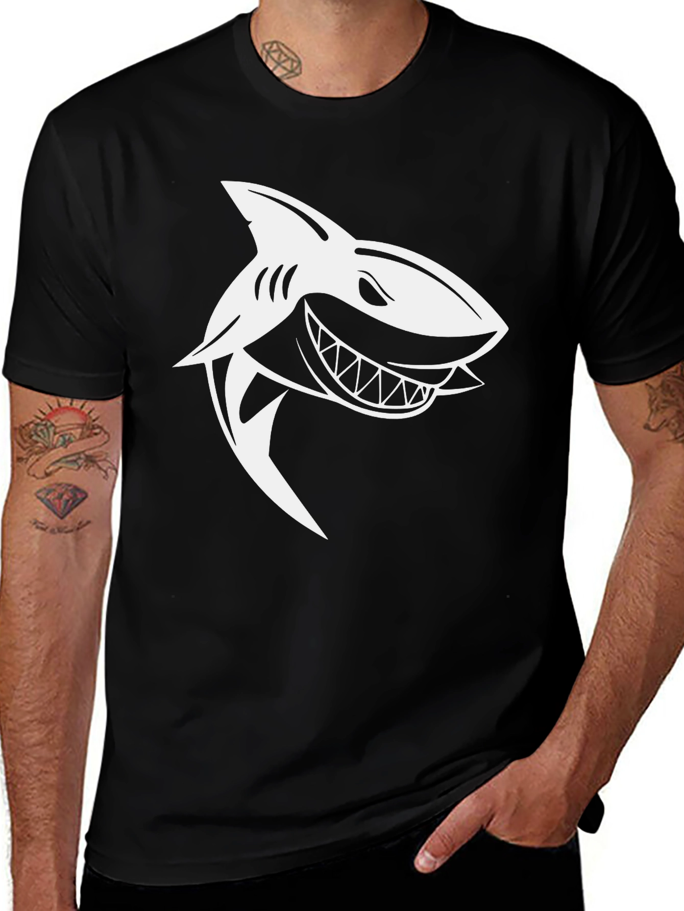 Variant 28 of Shark Graphic Tee - Men's Black T-Shirt