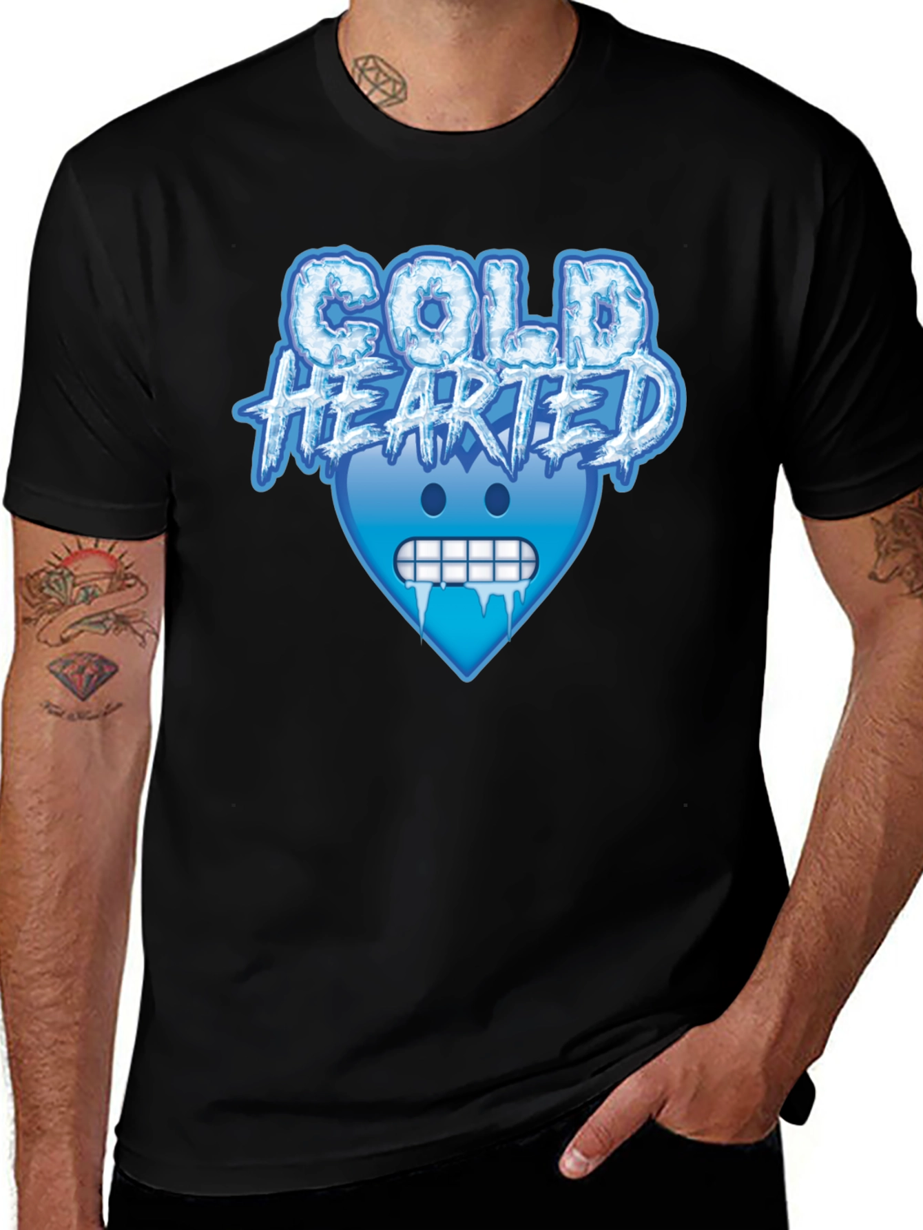 Variant 7 of Cold Hearted Graphic Tee - Cool Emoji Design