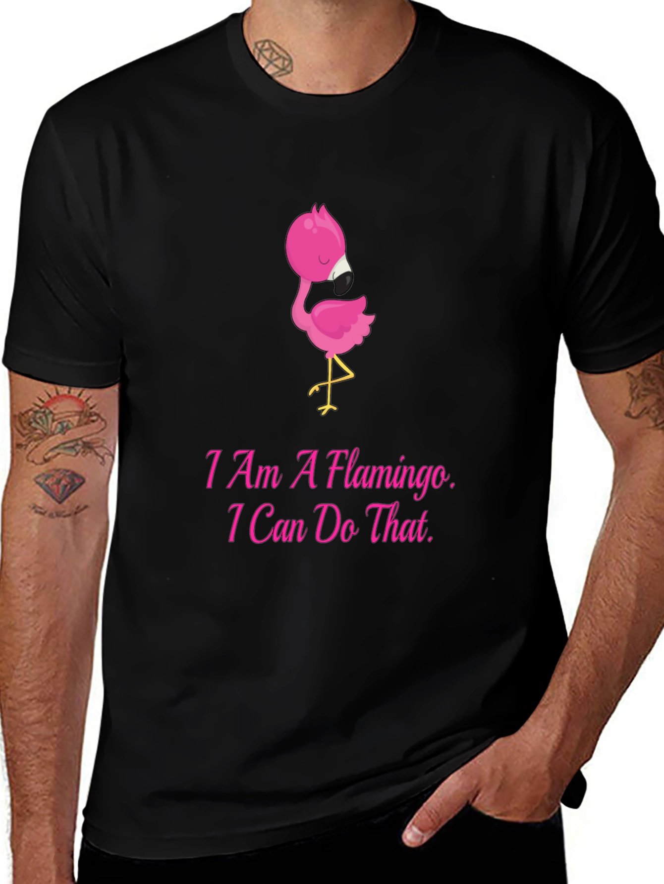 Variant 7 of I Am A Flamingo Men's Black T-Shirt