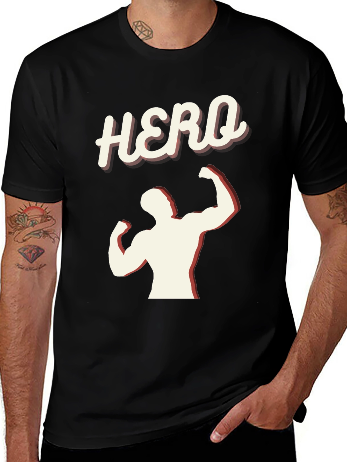 Variant 23 of Hero Graphic Tee - Men's Black T-Shirt