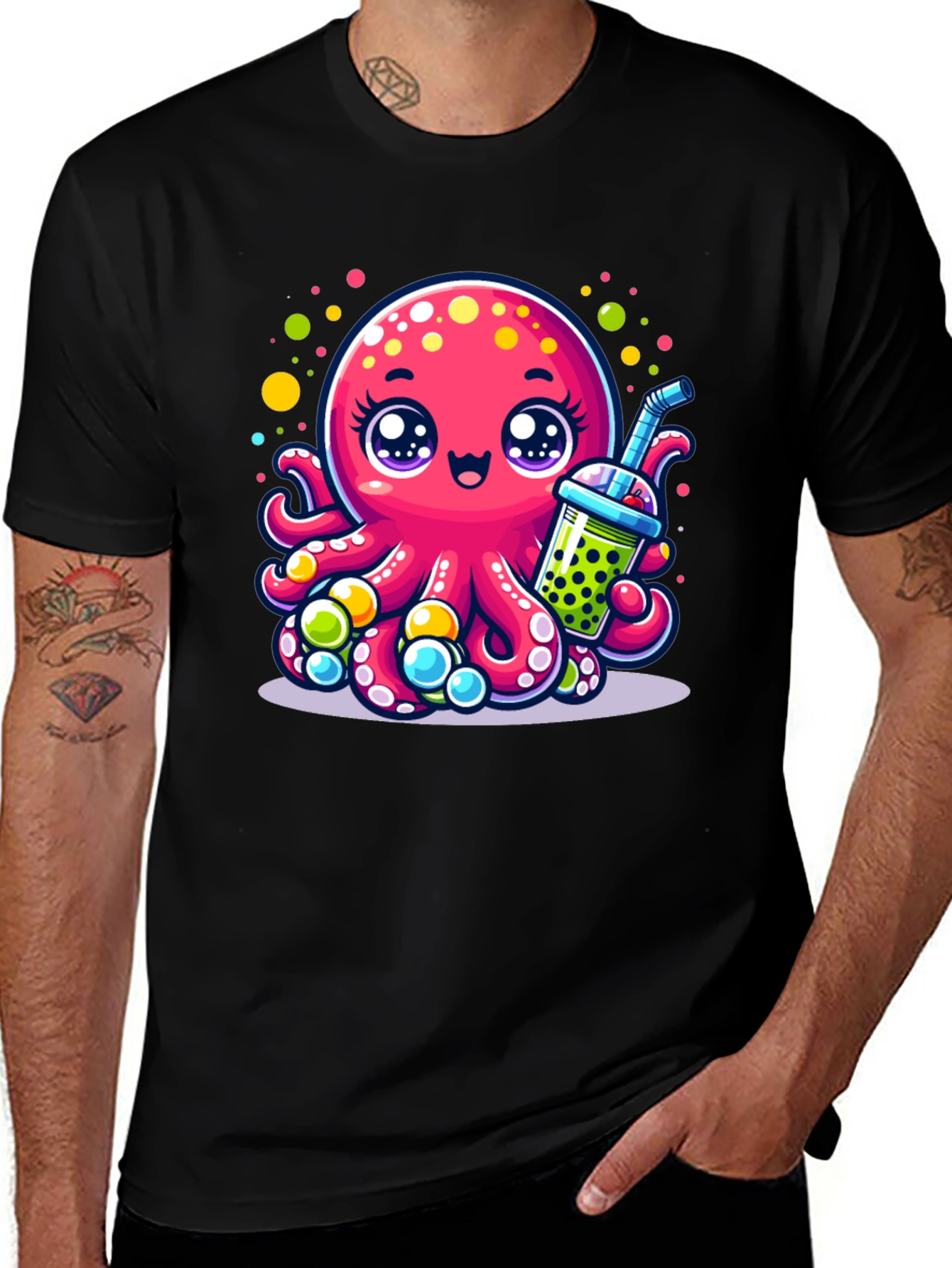 Variant 22 of Cute Octopus Bubble Tea Graphic Tee