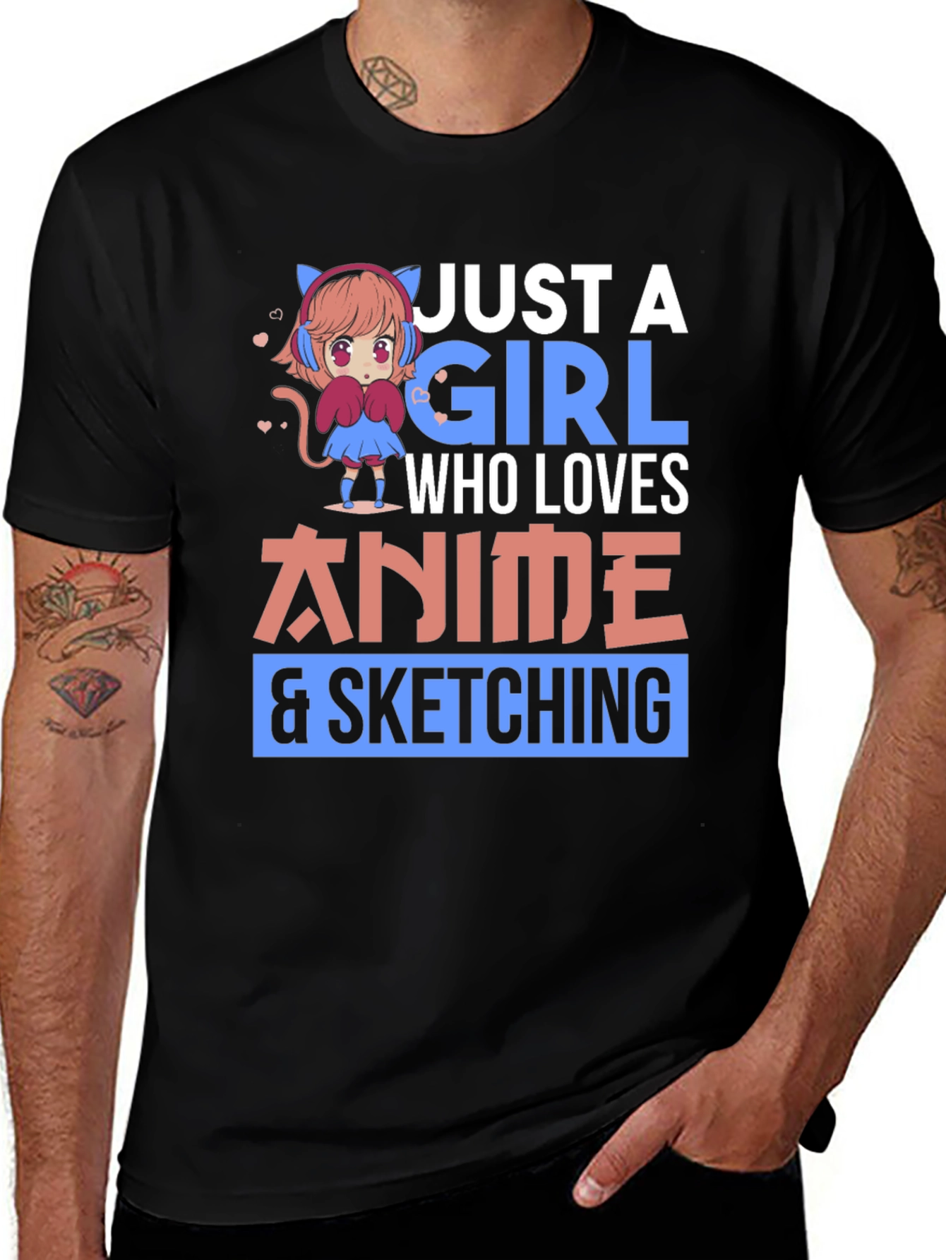 Variant 11 of Anime Lover T-Shirt - Just A Girl Who Loves Anime & Sketching