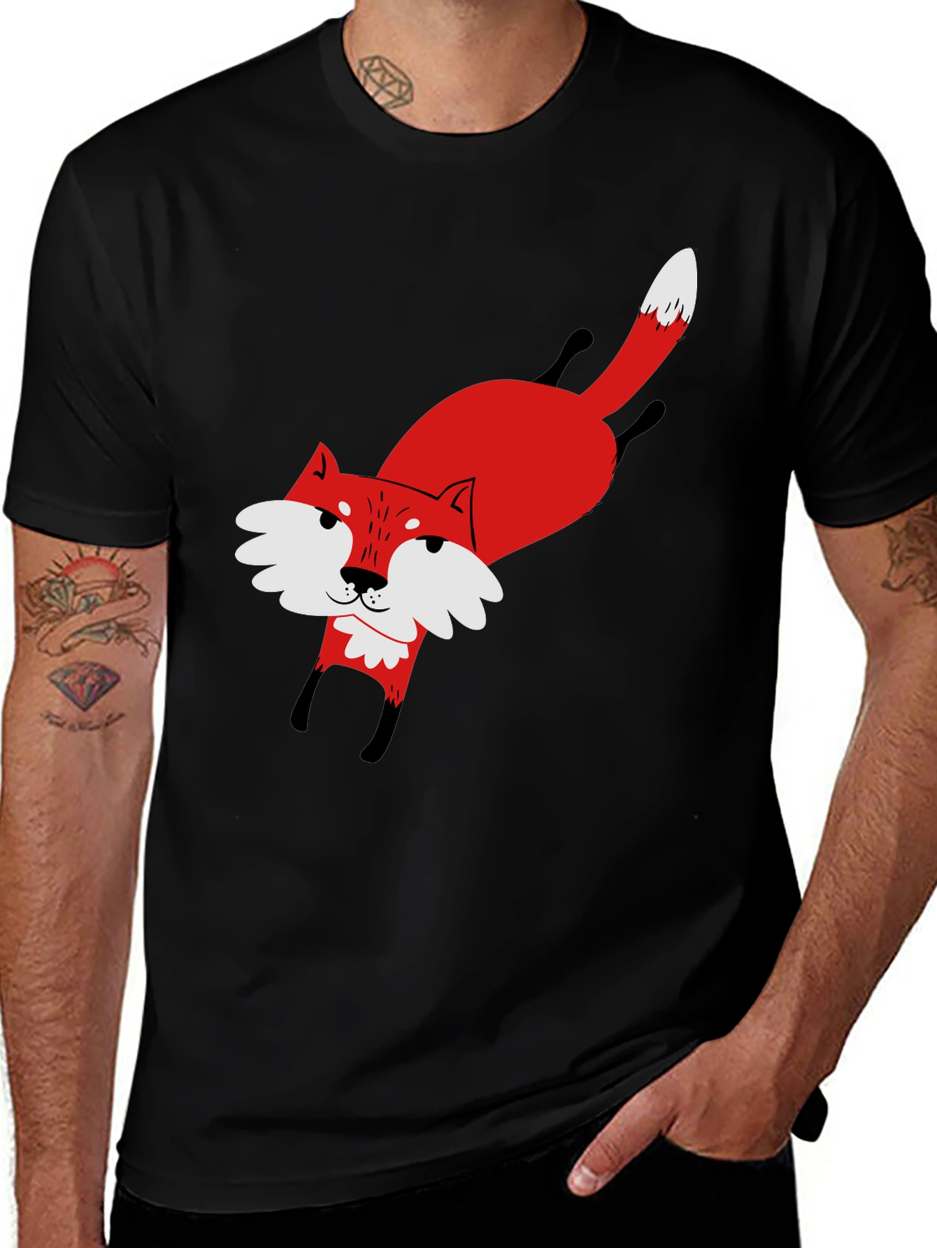 Variant 30 of Fun Fox Graphic Black T-Shirt