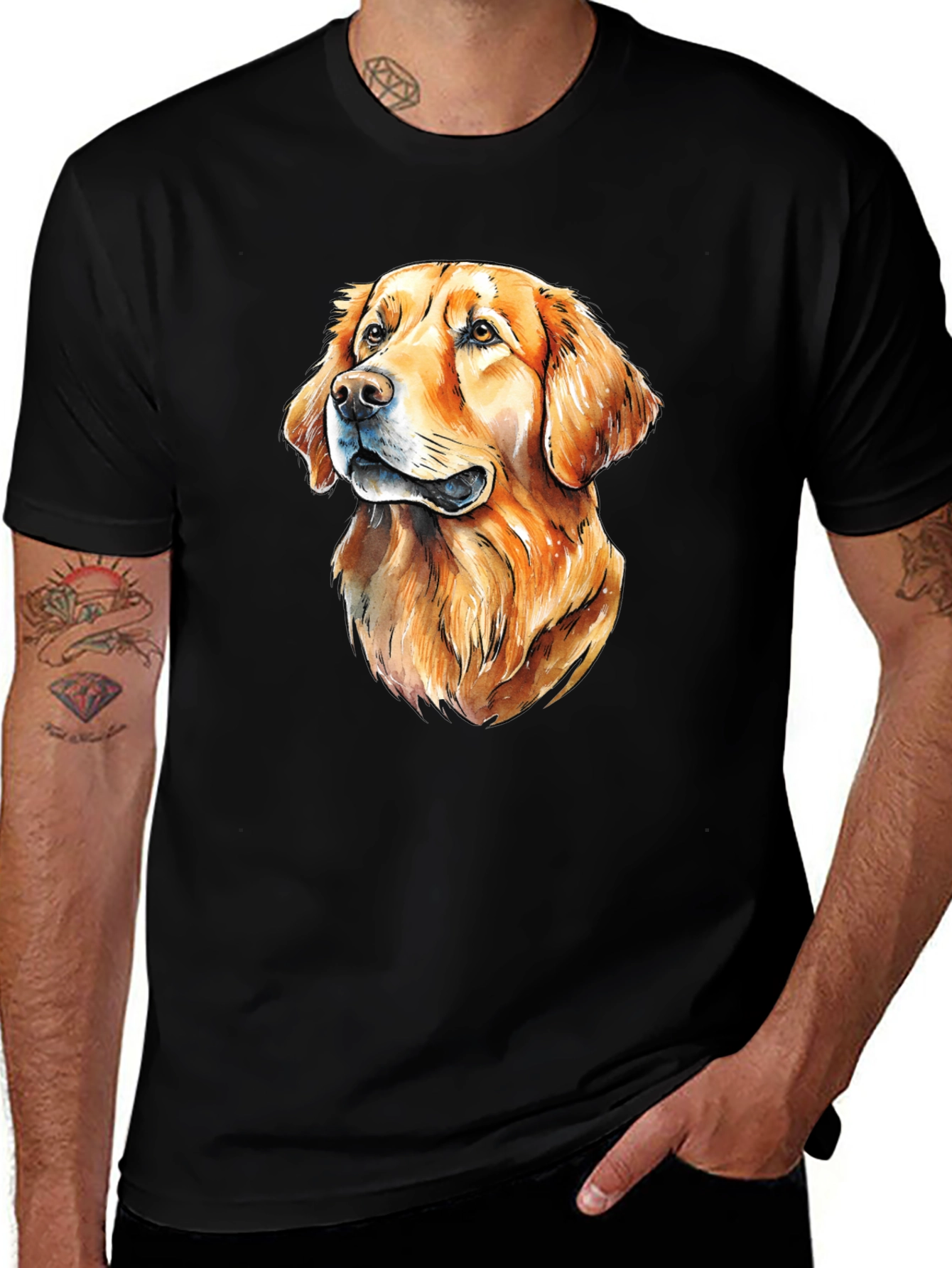 Golden Retriever Dog Graphic Tee - Black T-Shirt