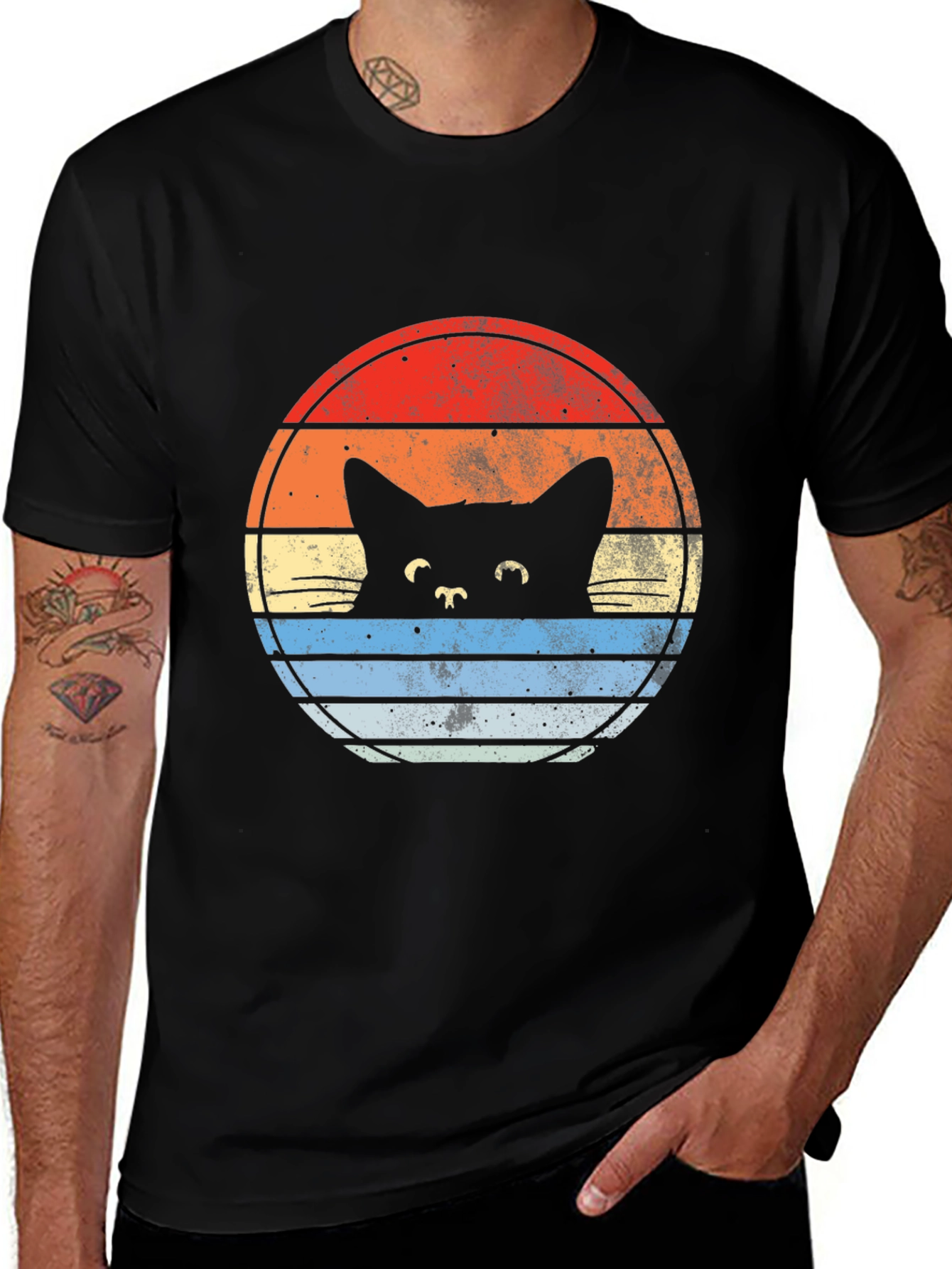 Variant 23 of Retro Cat Sunset Graphic T-Shirt