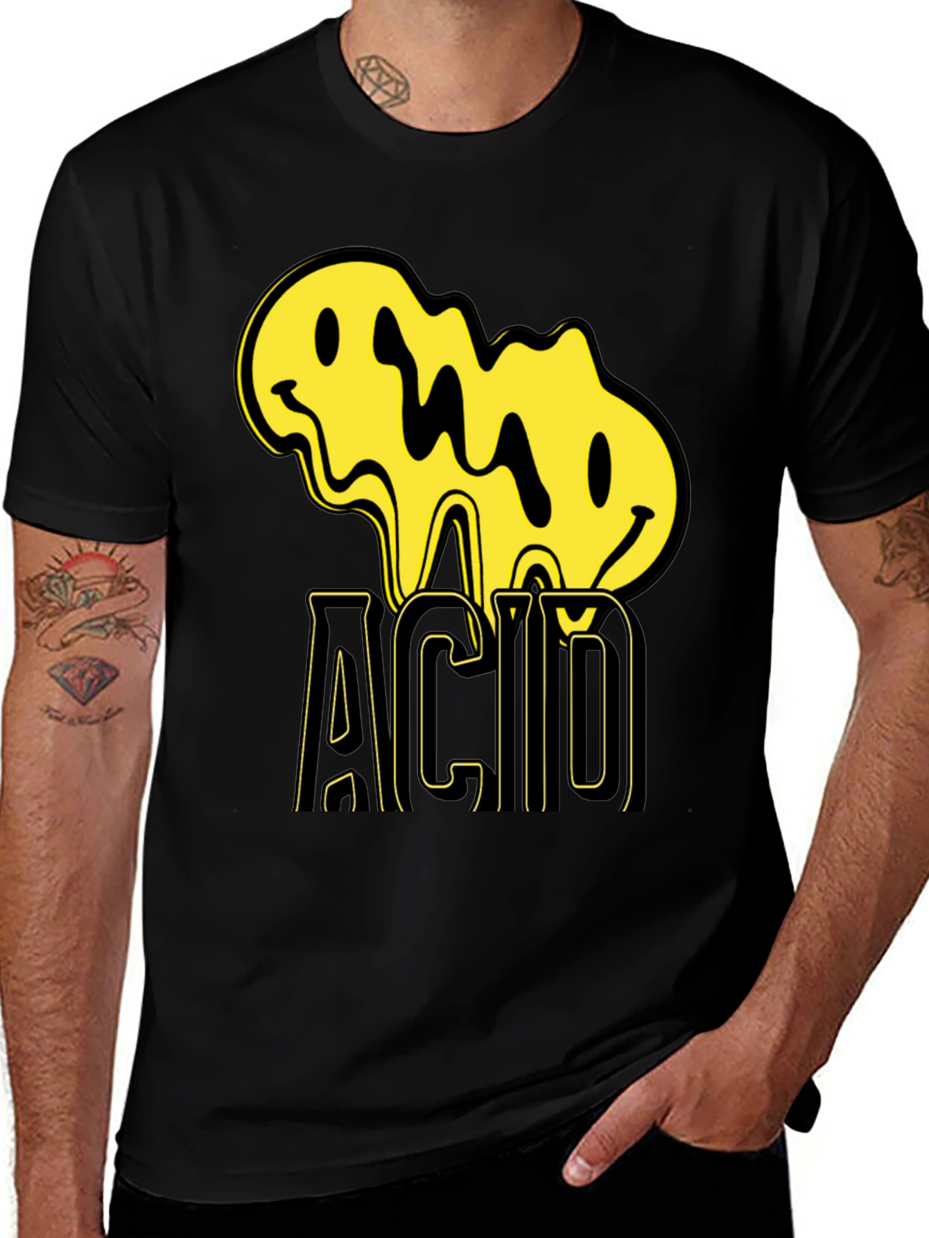 Variant 13 of Acid Smiley Face Black T-Shirt