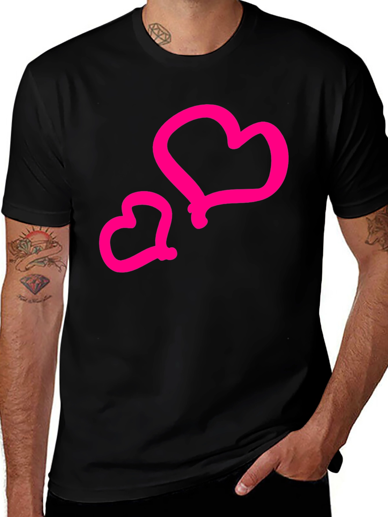 Heart Graphic Tee - Men's Black T-Shirt