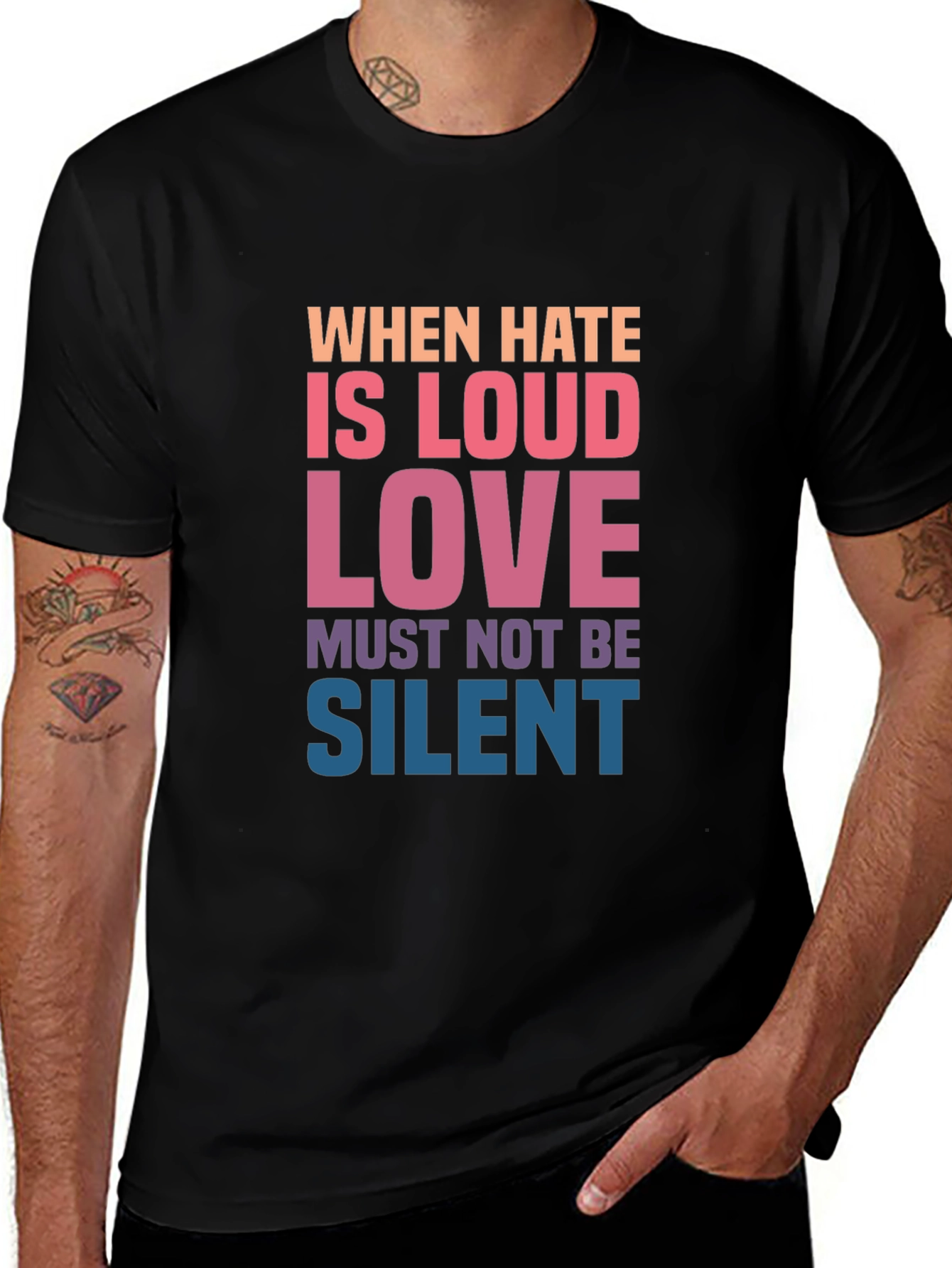 Variant 7 of When Hate is Loud Love Must Not Be Silent Graphic Tee