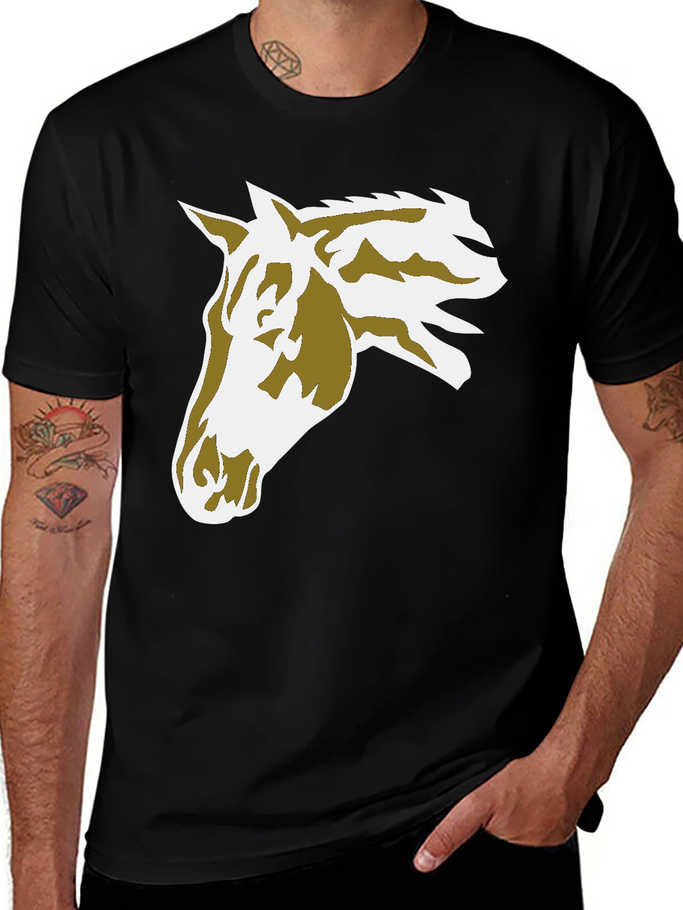 Black Horse Graphic Tee - Black Cotton Blend main image