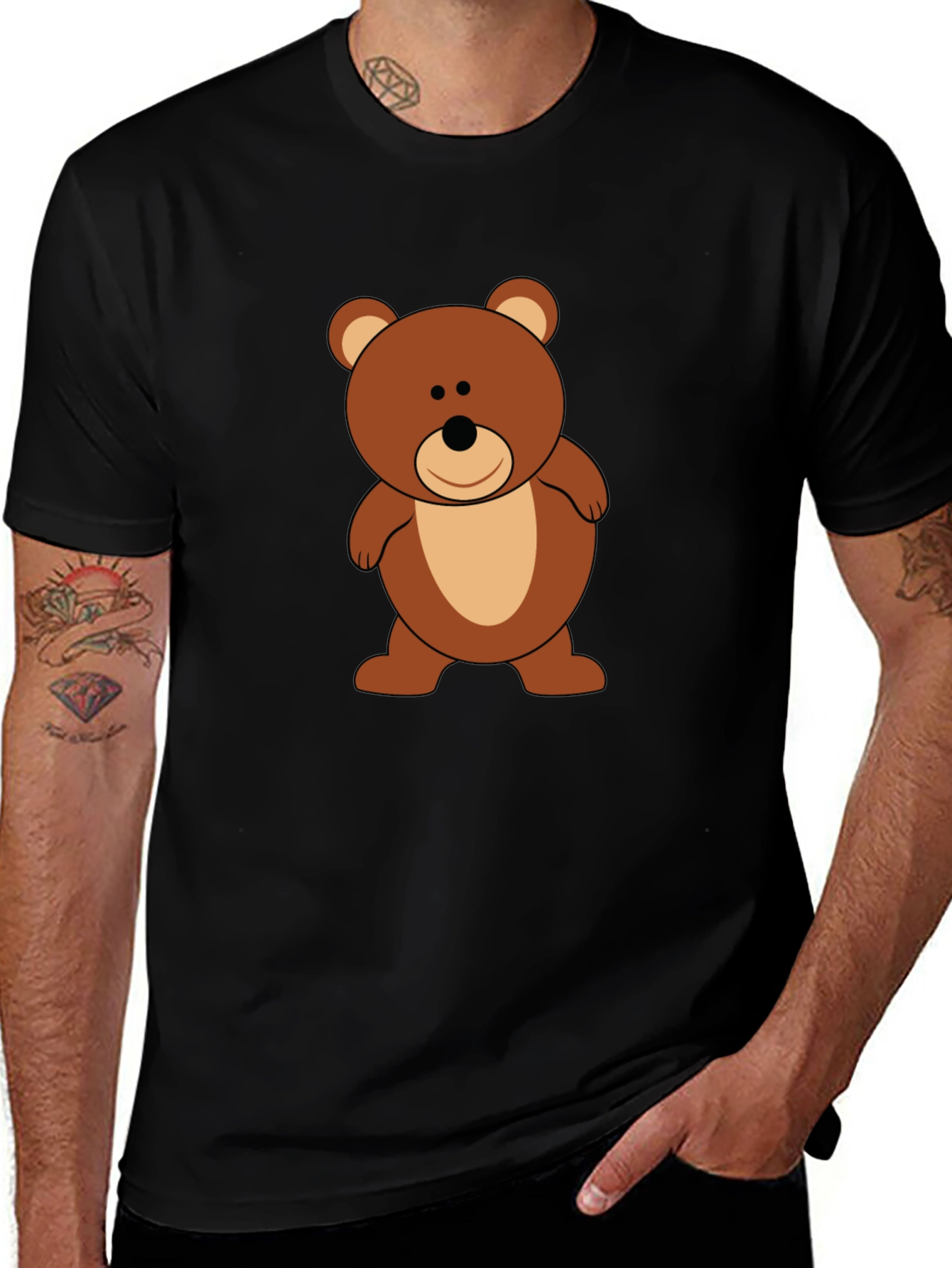 Variant 24 of Cute Teddy Bear Graphic Tee - Black