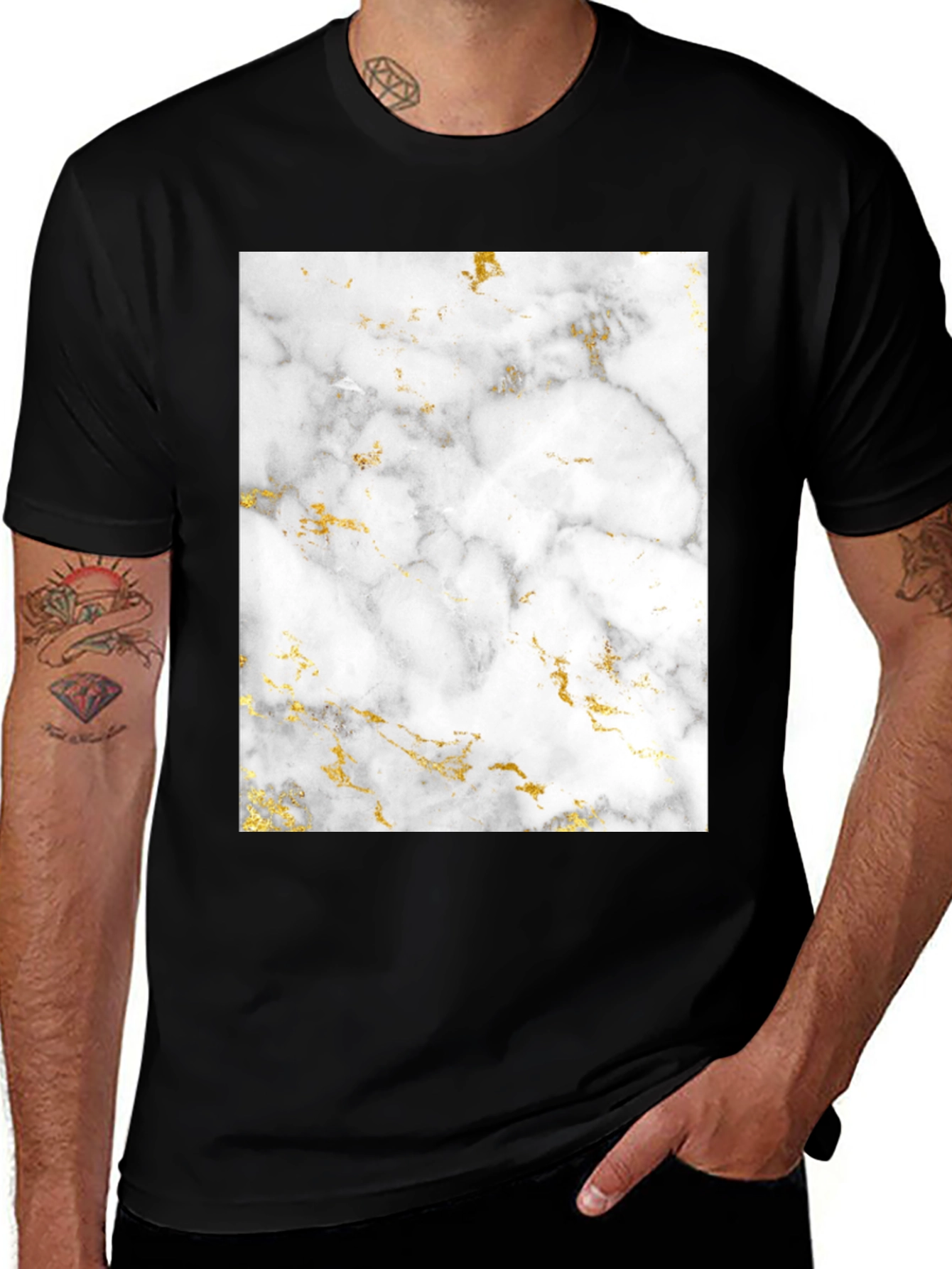 Variant 2 of Marble Print Black T-Shirt