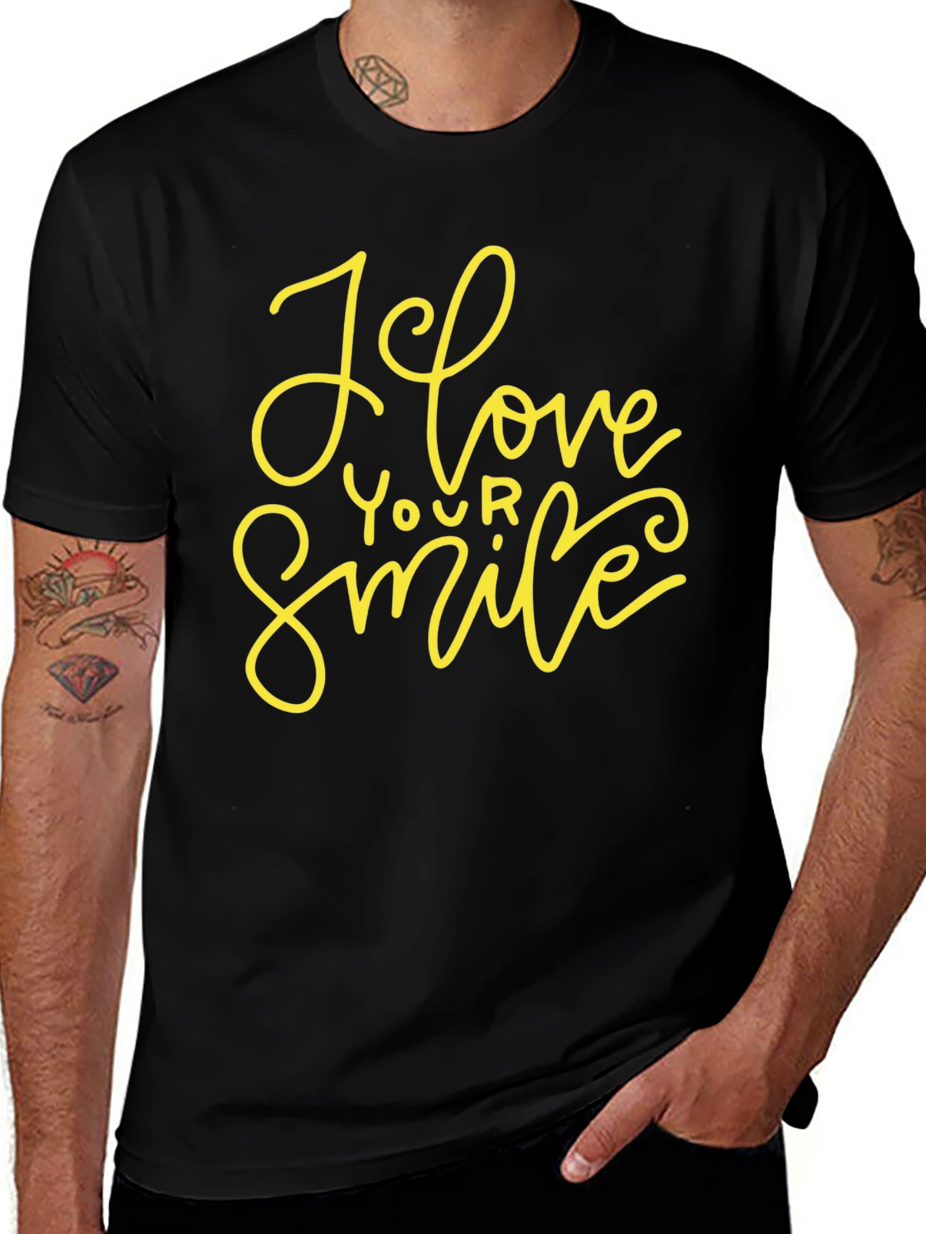 Variant 27 of I Love Your Smile Graphic Tee - Soft Black T-Shirt