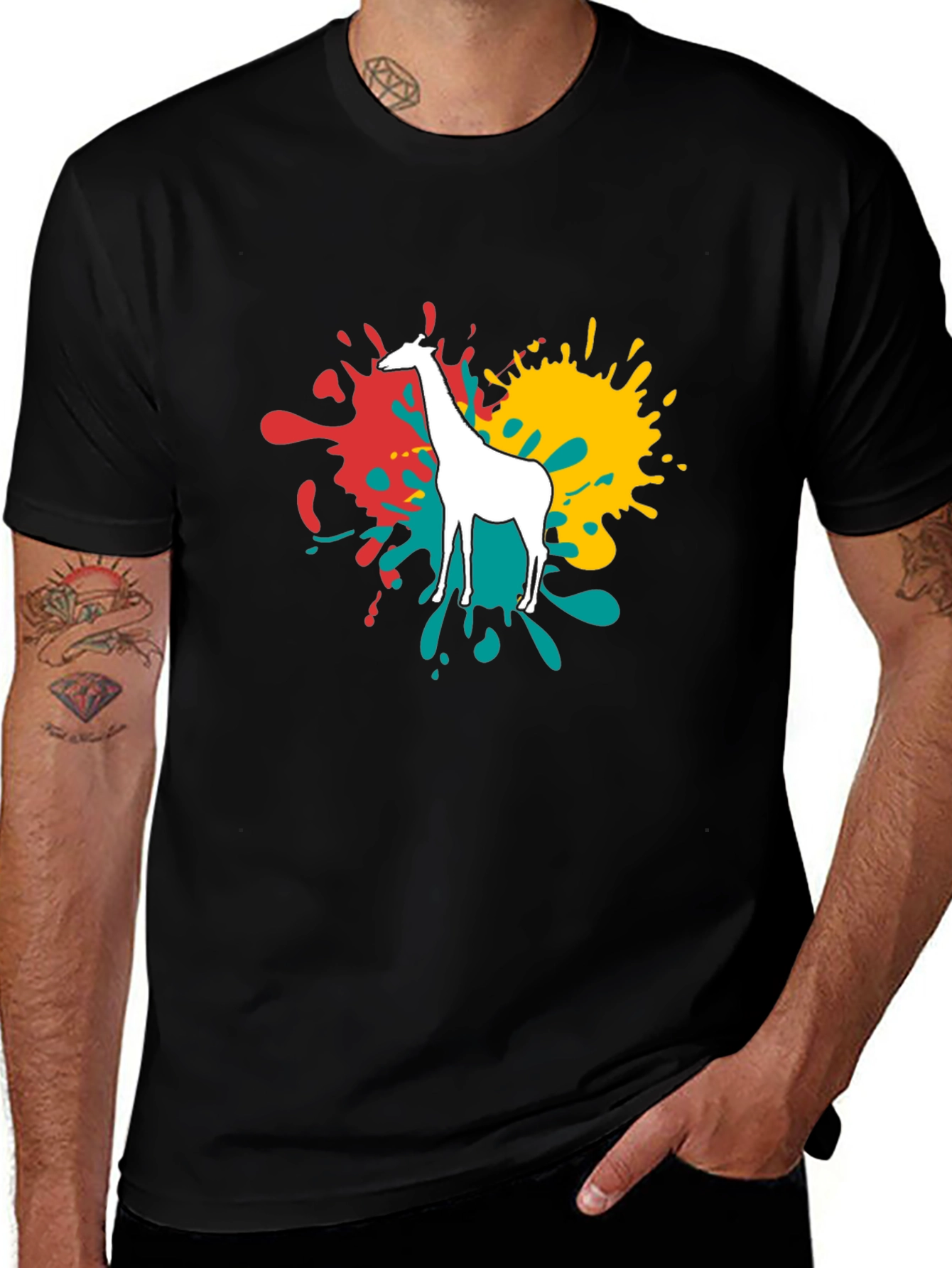 Variant 19 of Giraffe Splatter Graphic Tee - Artistic Unisex Shirt