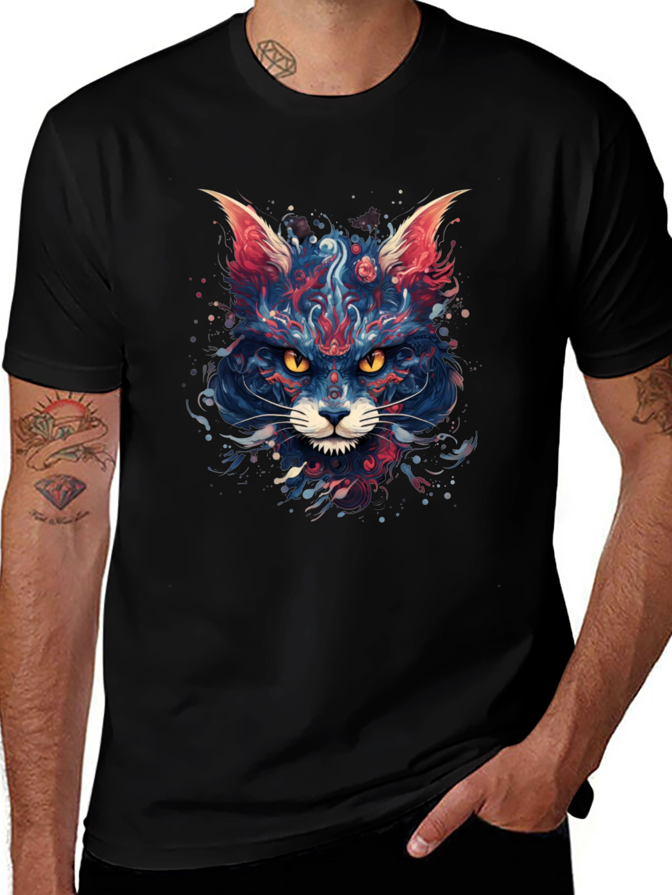 Variant 26 of Abstract Cat Graphic Print Tee