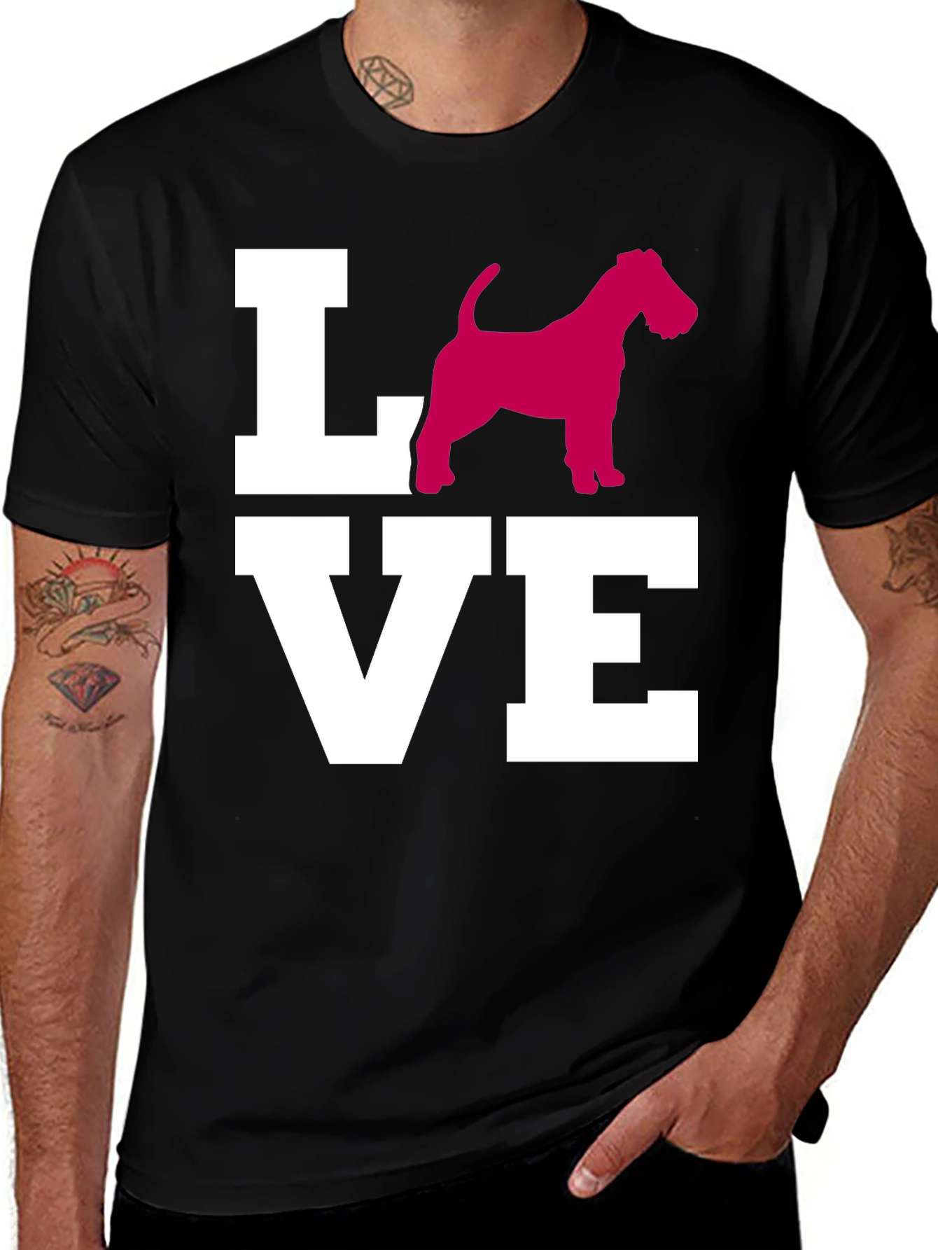 Variant 28 of Love Dog T-Shirt - Black Crew Neck Tee