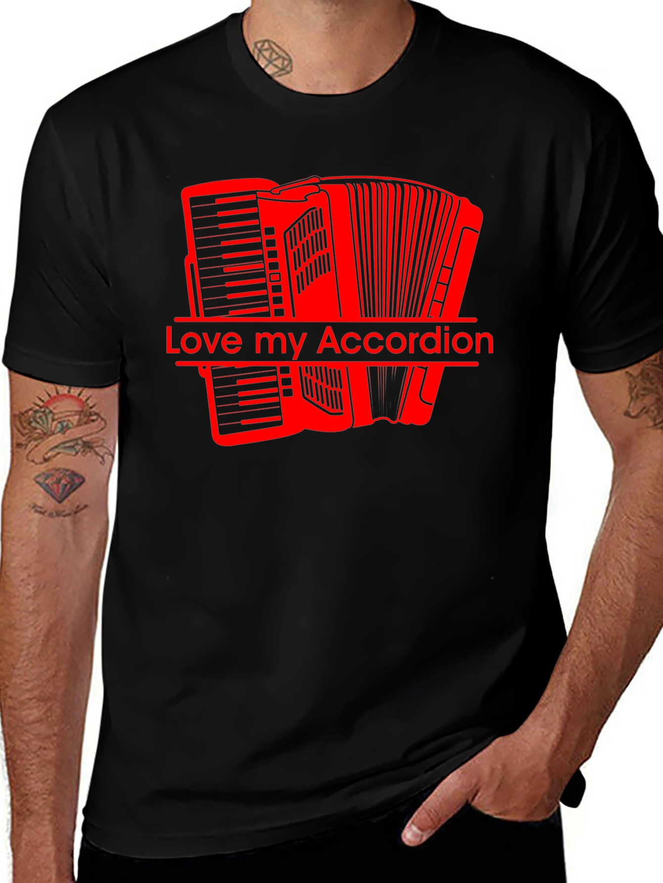 Variant 5 of Love My Accordion Black T-Shirt