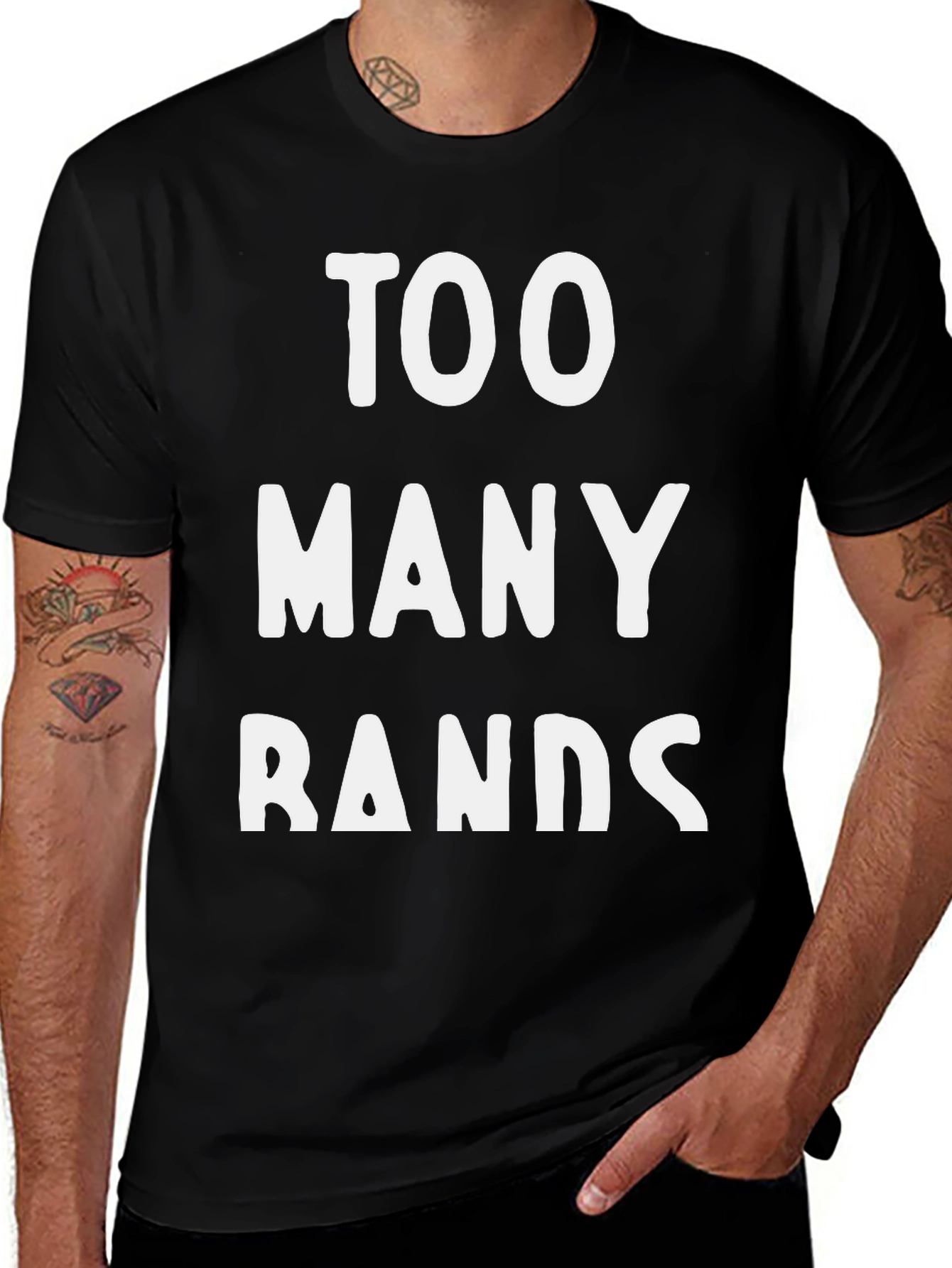 Variant 2 of Too Many Bands Graphic Tee - Black Cotton T-Shirt