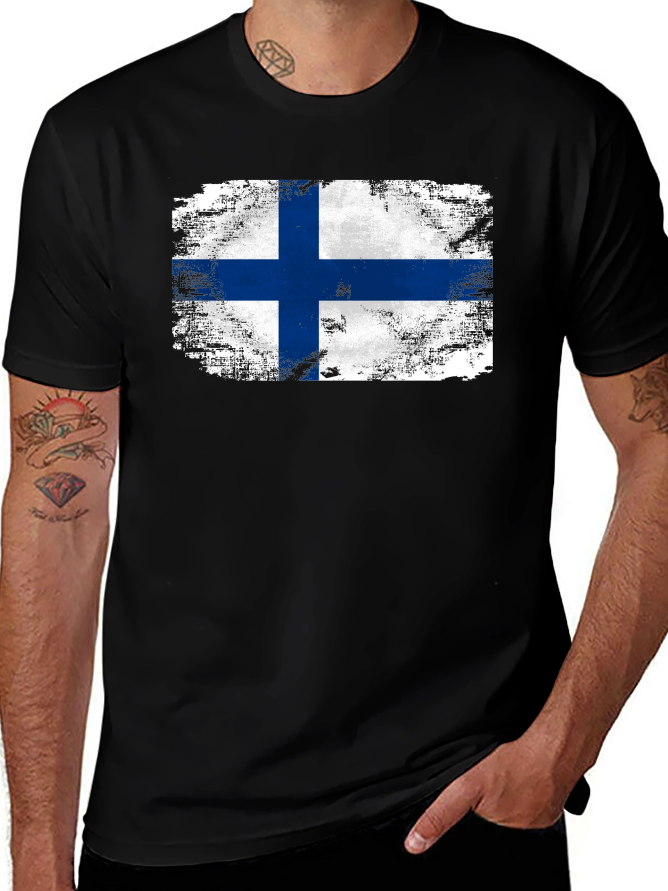 Finland Flag T-Shirt - Distressed Design
