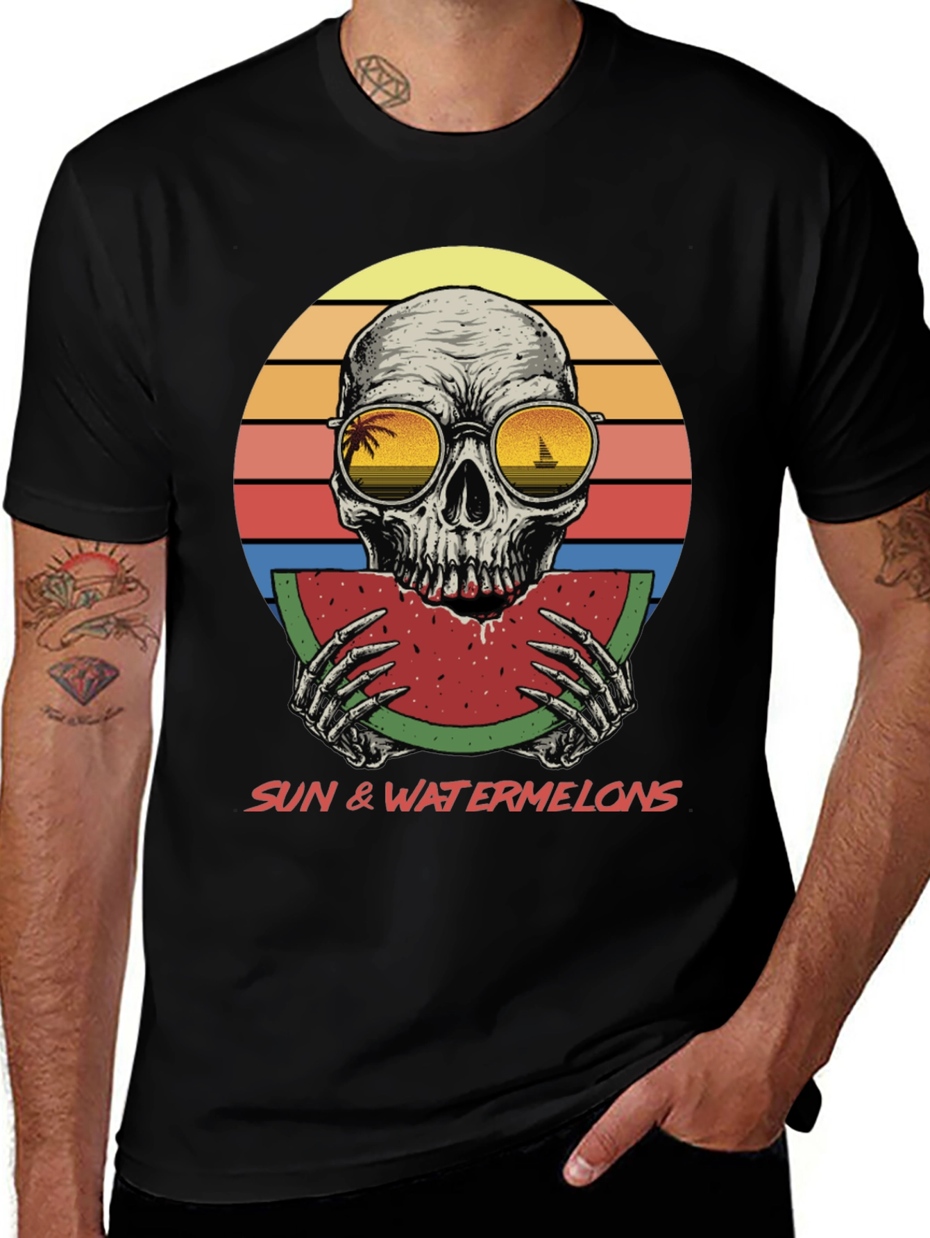Variant 16 of Sun & Watermelons Skull Graphic Tee
