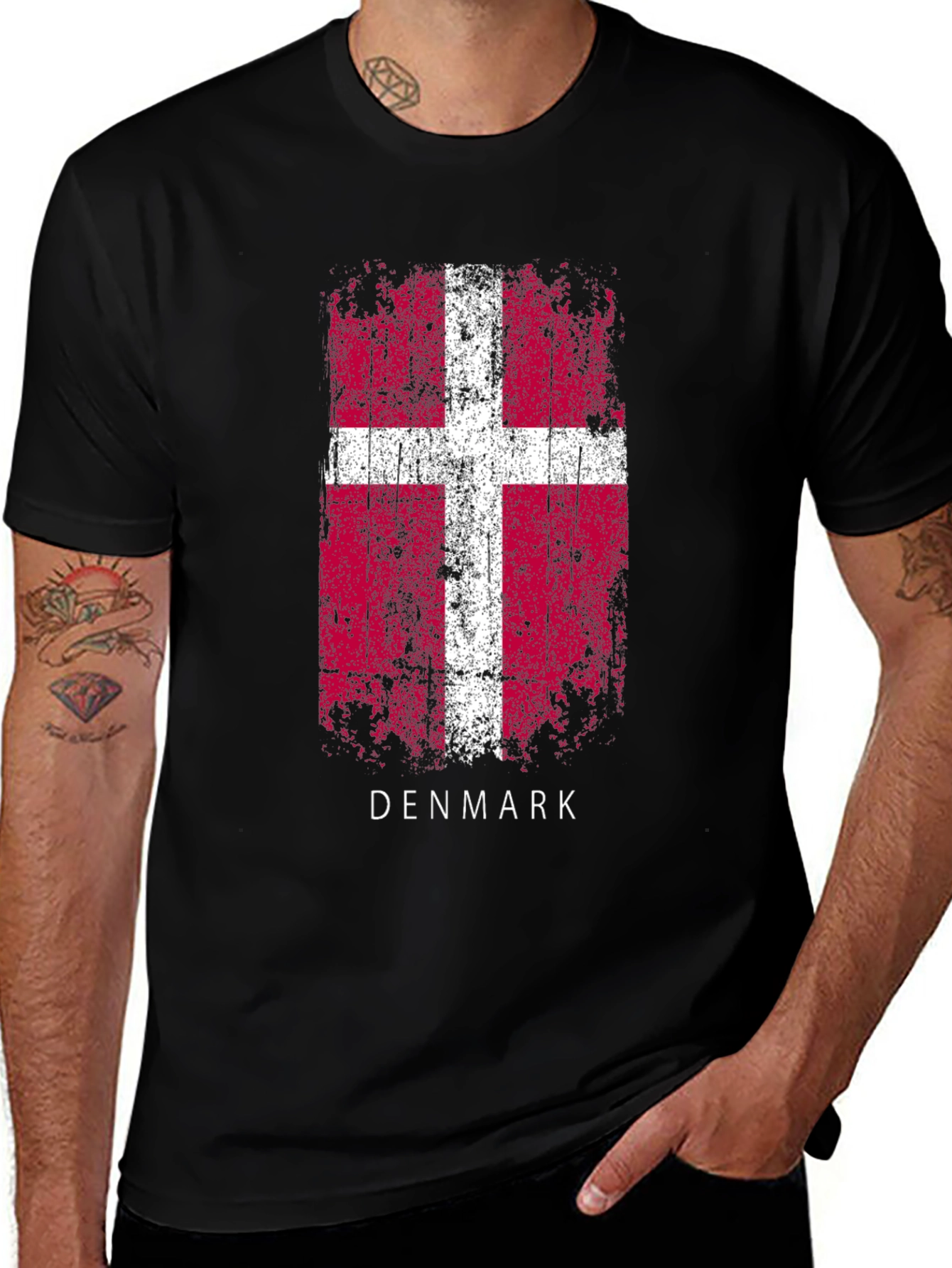 Variant 14 of Denmark Flag T-Shirt - Grunge Style