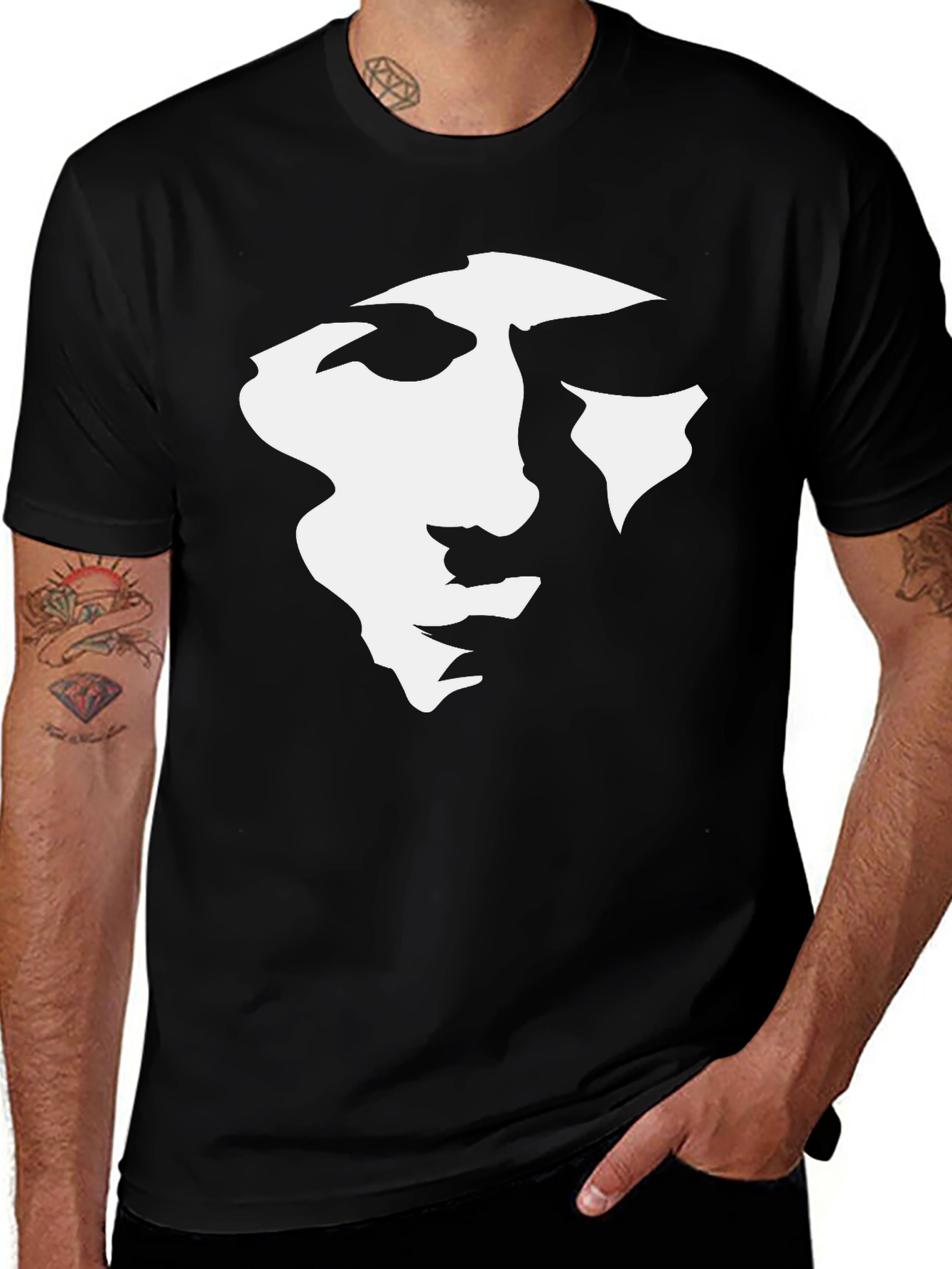Variant 23 of Abstract Face Graphic Black T-Shirt