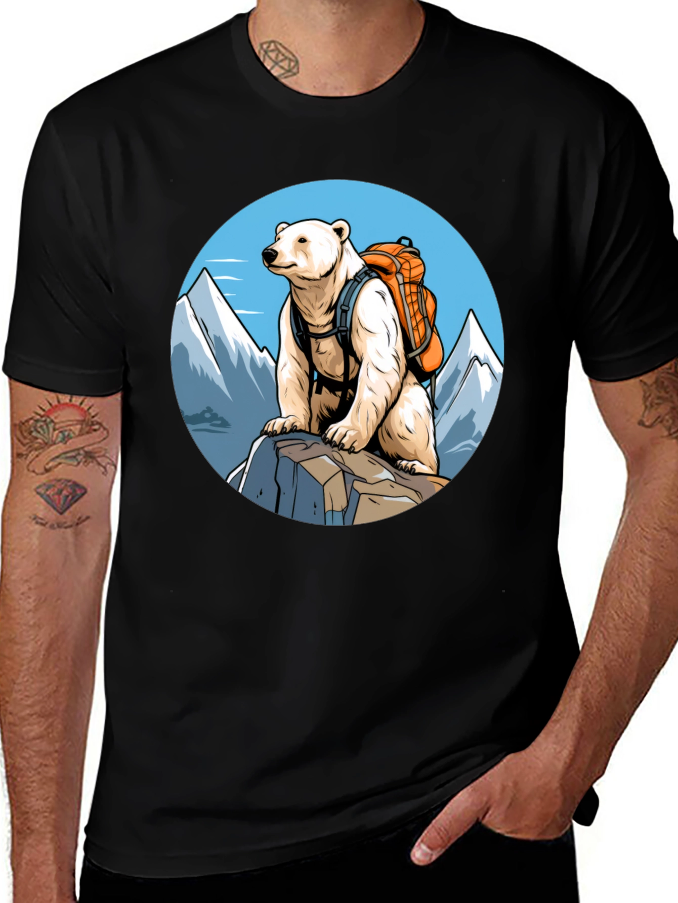 Variant 30 of Polar Bear Hiker Graphic T-Shirt - Adventure Ready!