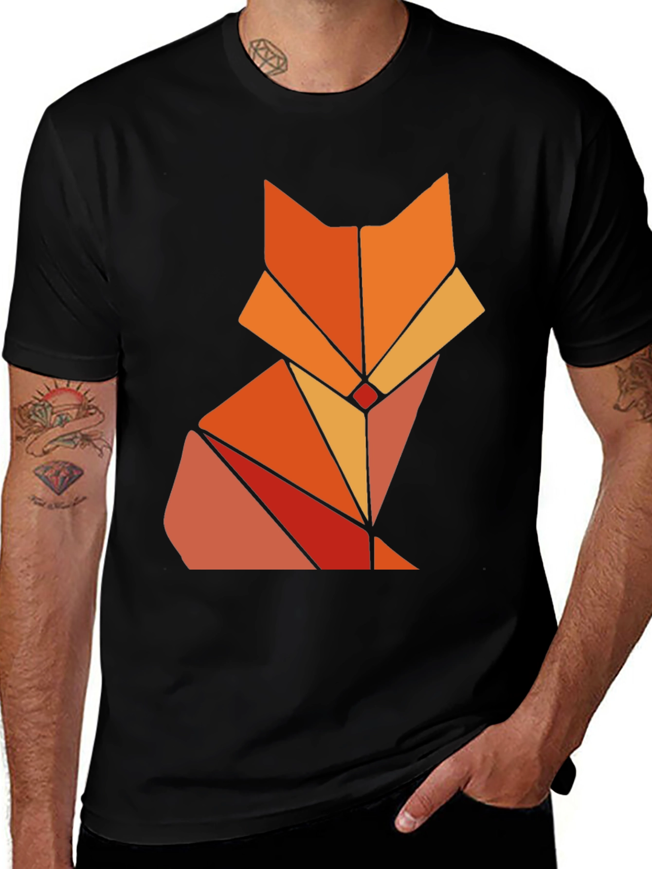 Variant 22 of Geometric Fox Graphic Tee - Modern Animal Print Shirt