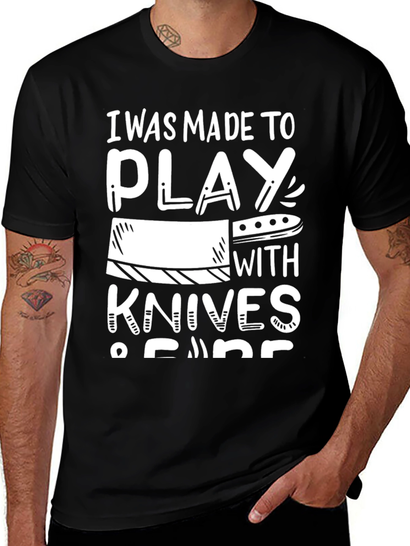 Variant 12 of I Was Made to Play with Knives - Chef Humor T-Shirt