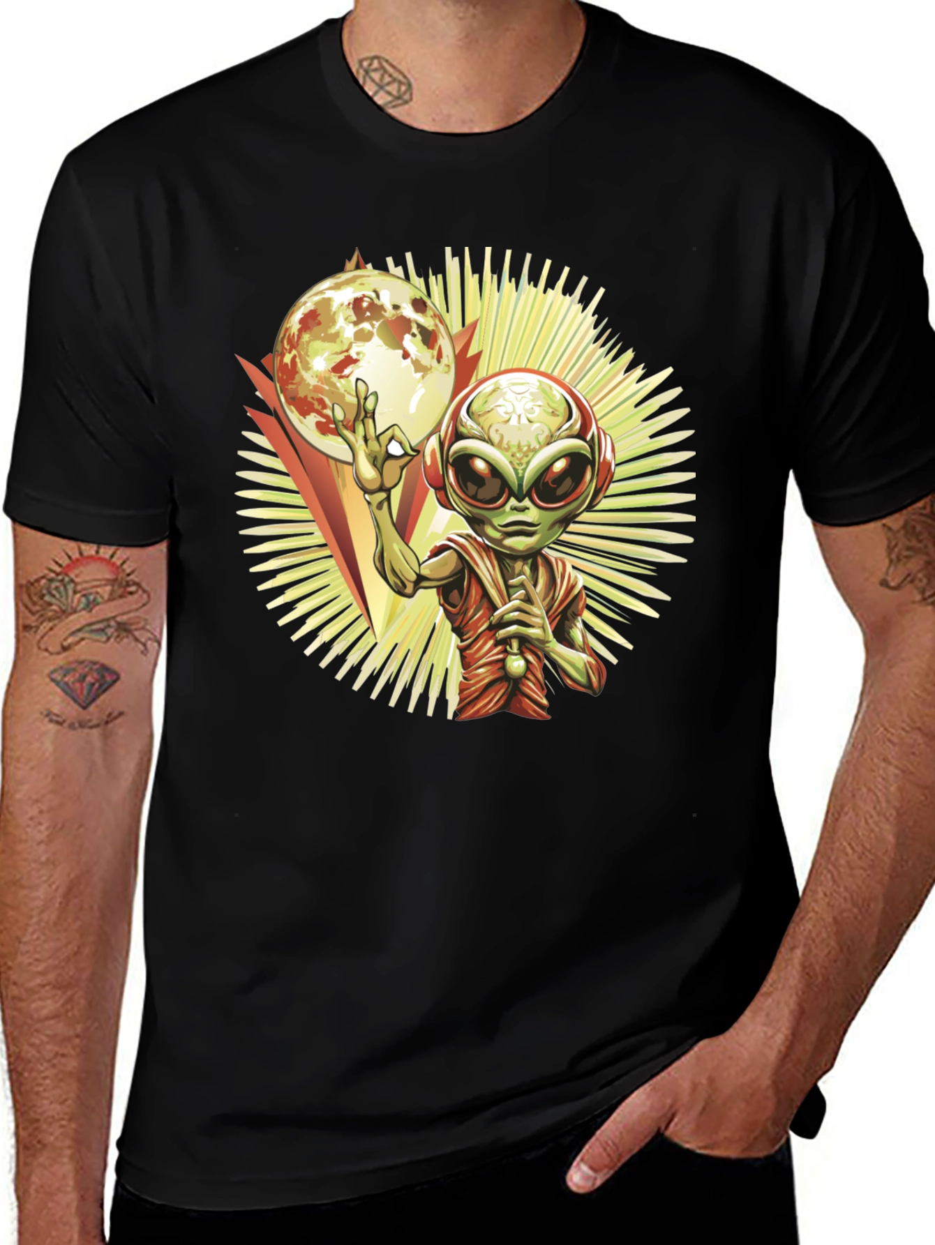 Variant 30 of Alien Meditation T-Shirt - Cosmic Enlightenment
