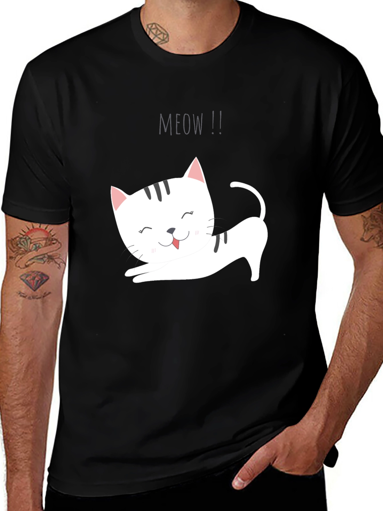 Variant 9 of Meow Cat T-Shirt Black